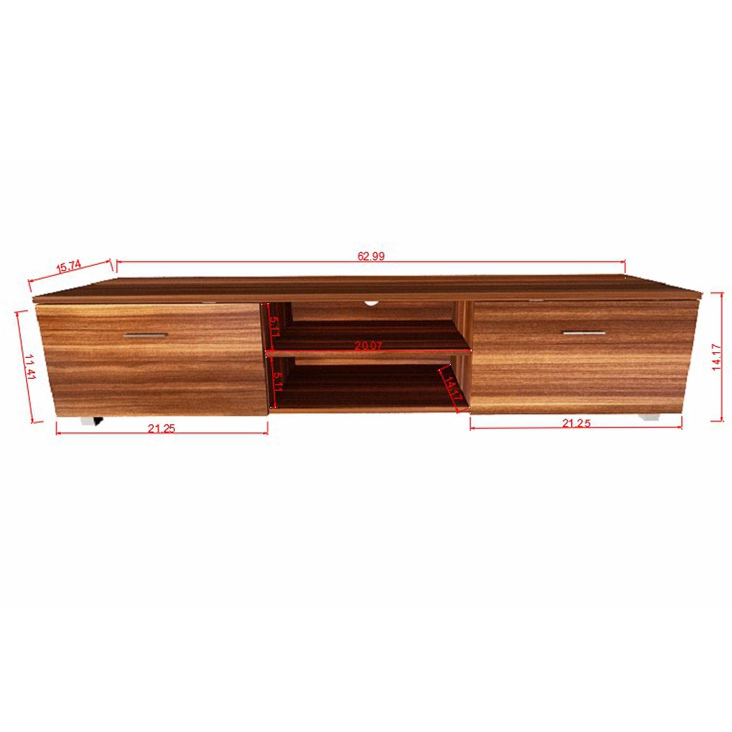 JINS&VICO 70 Inch TV Stand with Storage Cabinets & Open Shelves, Walnut Media Console Entertainment Center - Perfect for Living Room, Bedroom & Home Theater Setup