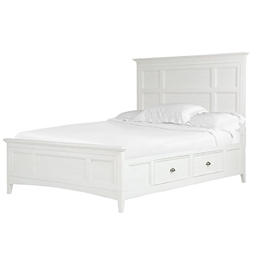 Magnussen Heron Cove Traditional California King Panel Bed with Storage - Elegant Wooden Bed Frame with Underbed Drawers for Master Bedroom & Guest Room