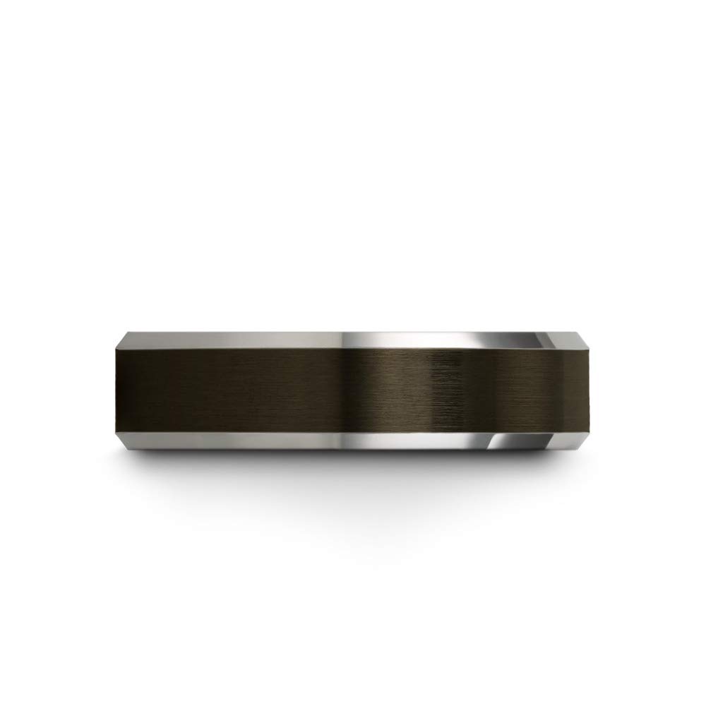 Tungsten Carbide Wedding Band Ring for Men & Women - 6mm Blue Black Gunmetal with Beveled Edge, Brushed & Polished Finish, Custom Engraving - Perfect for Anniversary, Engagement & Everyday Wear