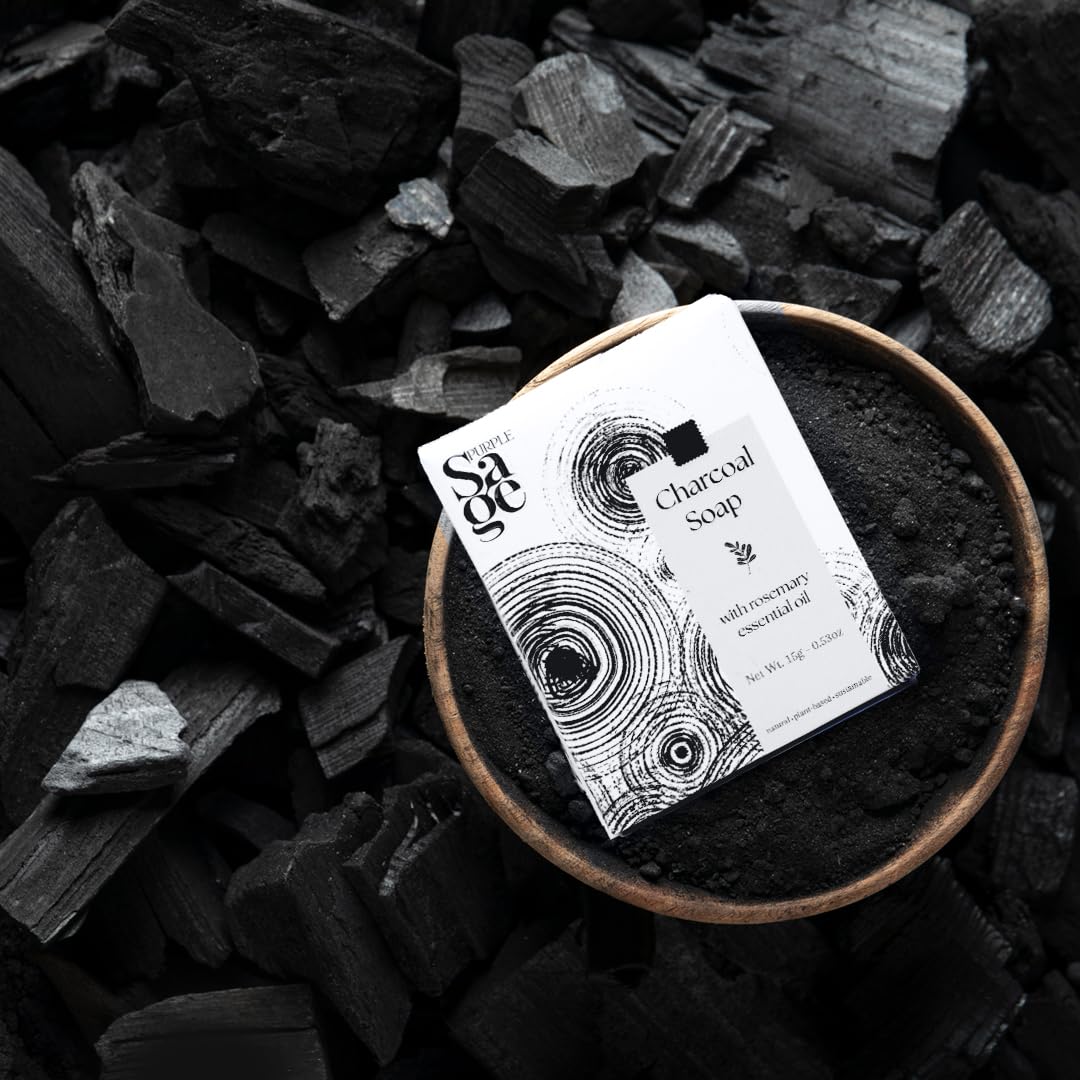 PURPLE SAGE Himalayan Salt Soap & Charcoal Soap Set - 100% Natural, Vegan, Paraben & Sulfate Free - Eco-Friendly Skincare for Men & Women - Perfect for Sensitive Skin & Daily Cleansing