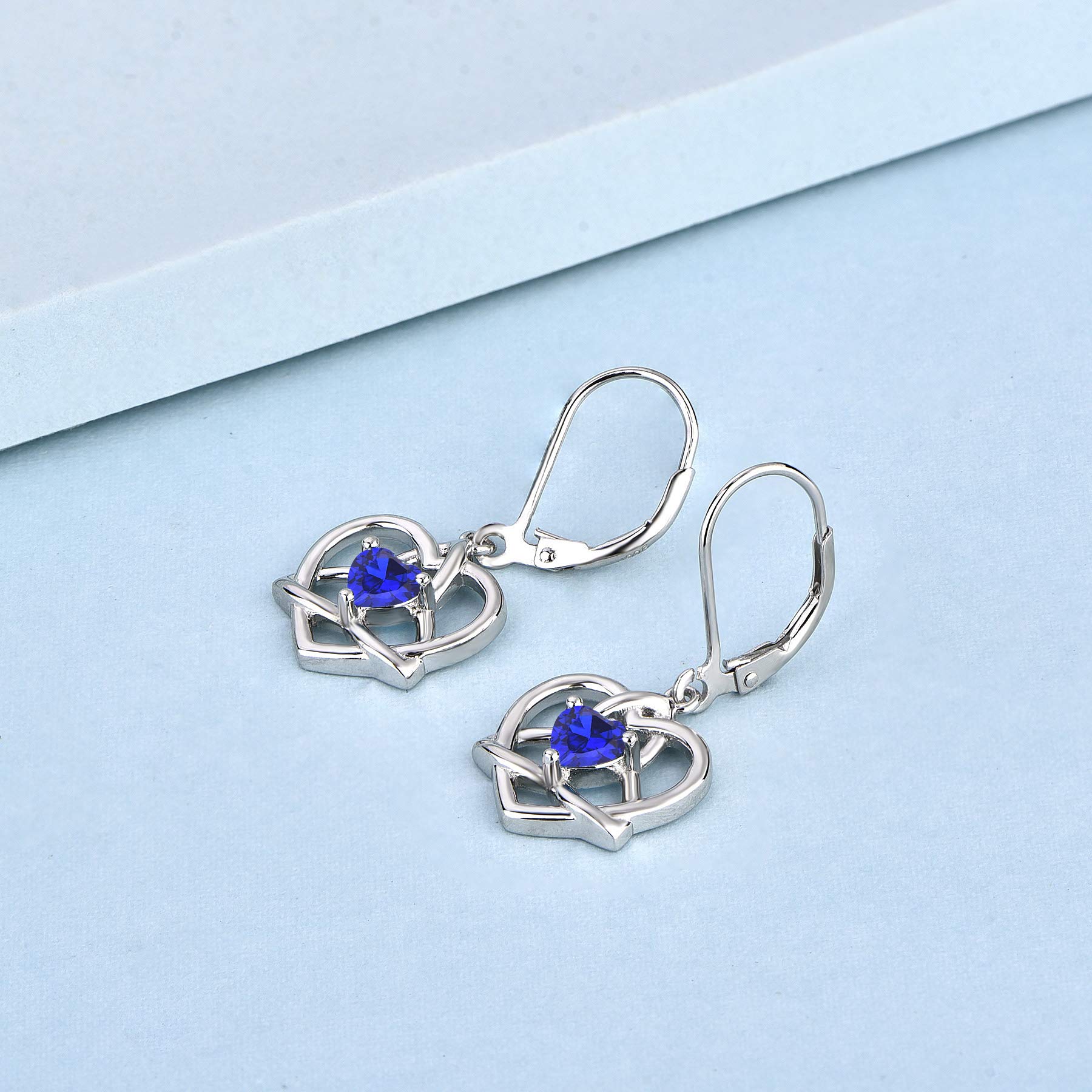 JO WISDOM Women's 925 Sterling Silver Heart Triquetra Celtic Trinity Knot Drop Dangle Earrings with 3A Cubic Zirconia - Elegant Jewelry for Women, Perfect for Valentine's Day, Anniversary, Wedding & Everyday Wear