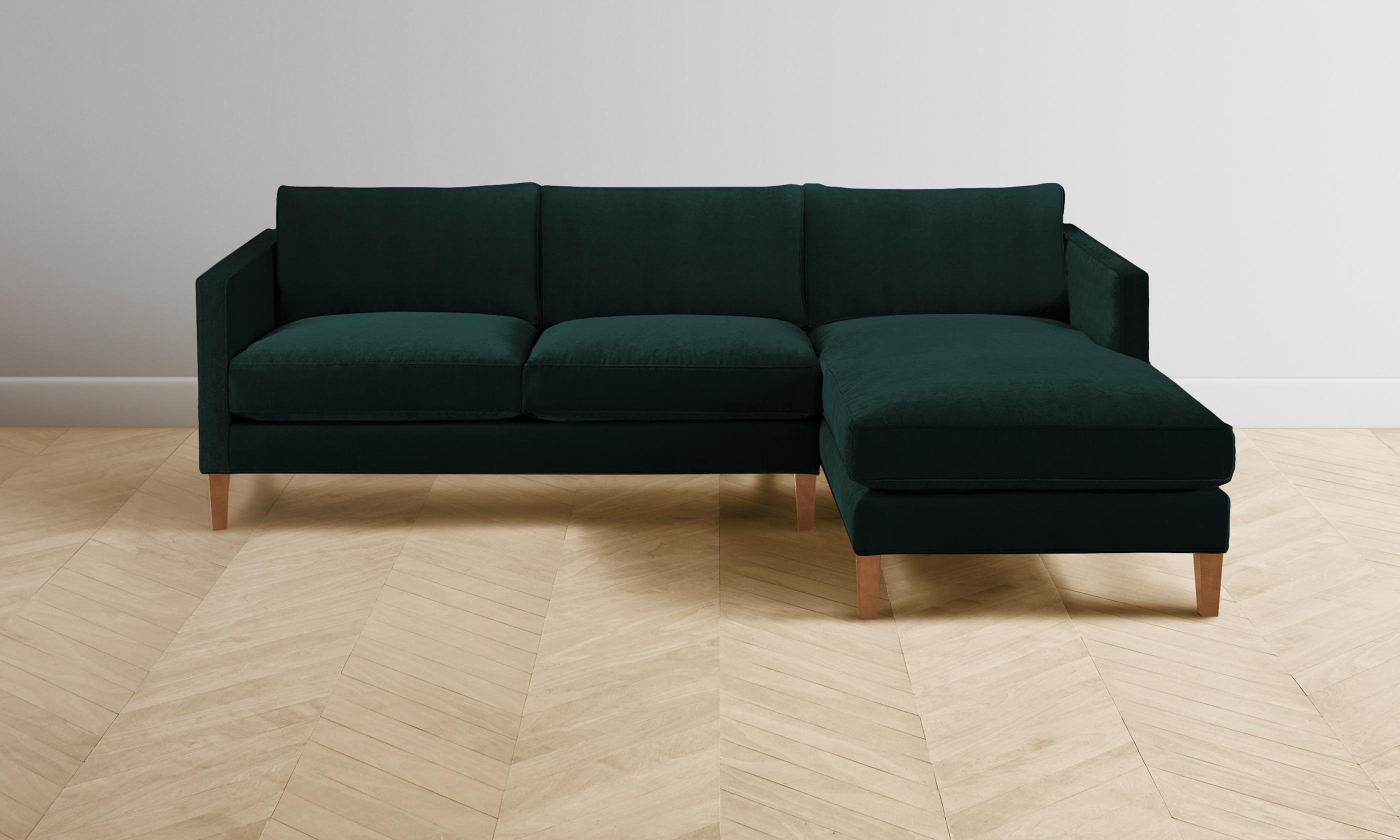Crosby Sectional Sofa - Performance Velvet Emerald Green Upholstery for Living Room, Lounge & Entertainment Spaces