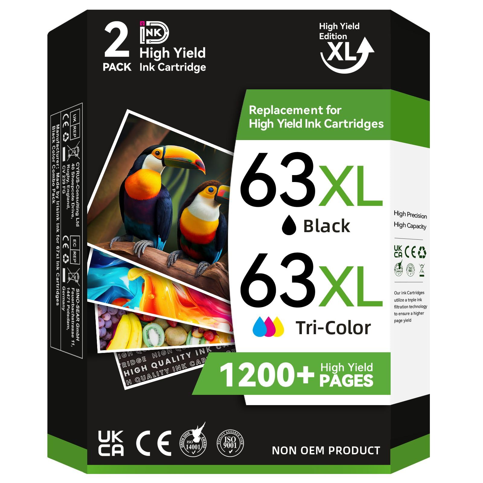 HP 63XL Ink Cartridge Combo Pack - Black & Color Printer Ink for HP OfficeJet 3830, 4650, 4655, 5252, Envy 4520, 4512, DeskJet 2130, 2132, 3630 - High Yield Printing for Home & Office Use
