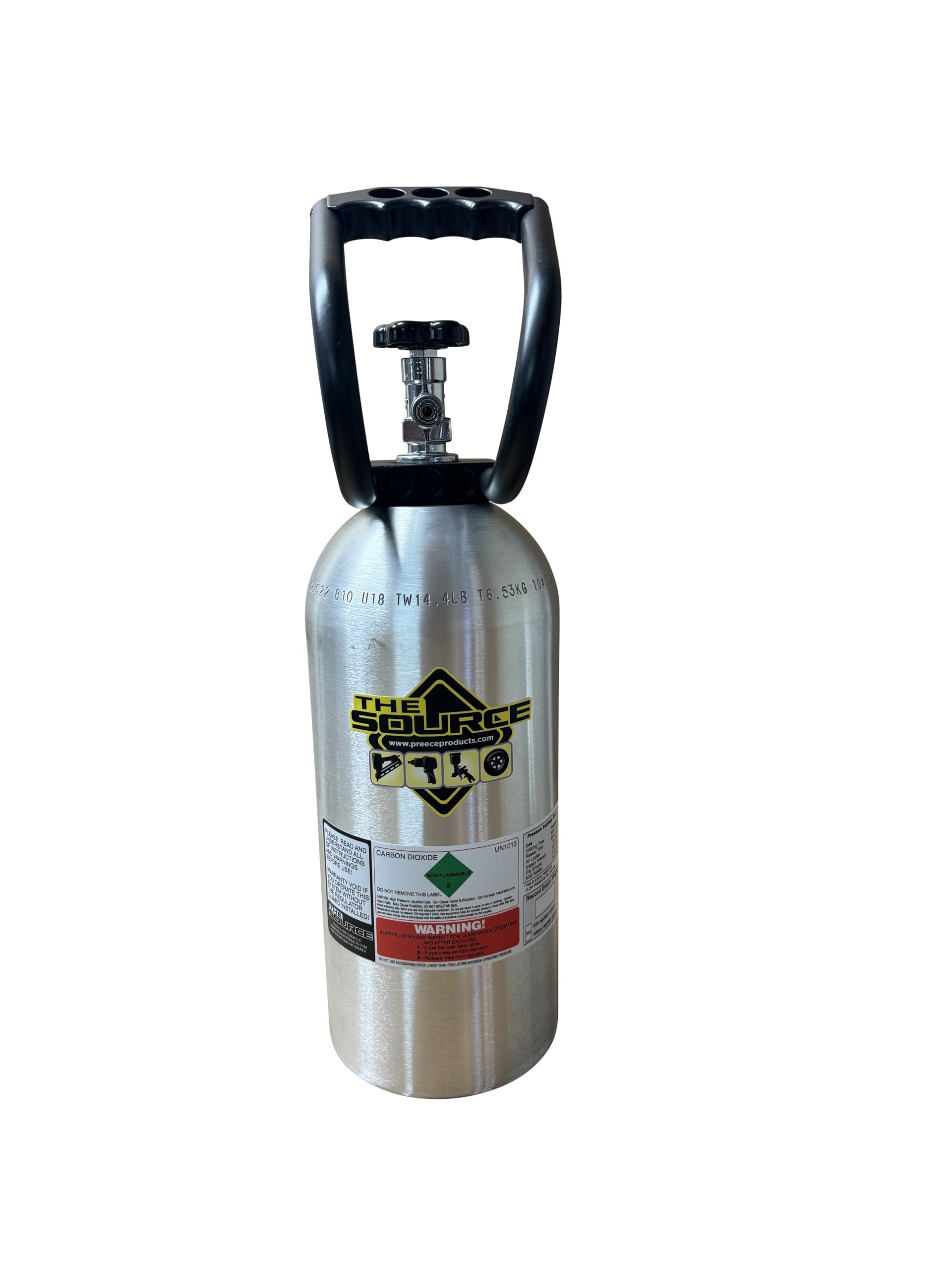 10 lb Aluminum CO2 Carbon Dioxide Cylinder with Protective Carry Handle - Brushed Aluminum Finish for Home Brewing, Aquariums & Soda Makers