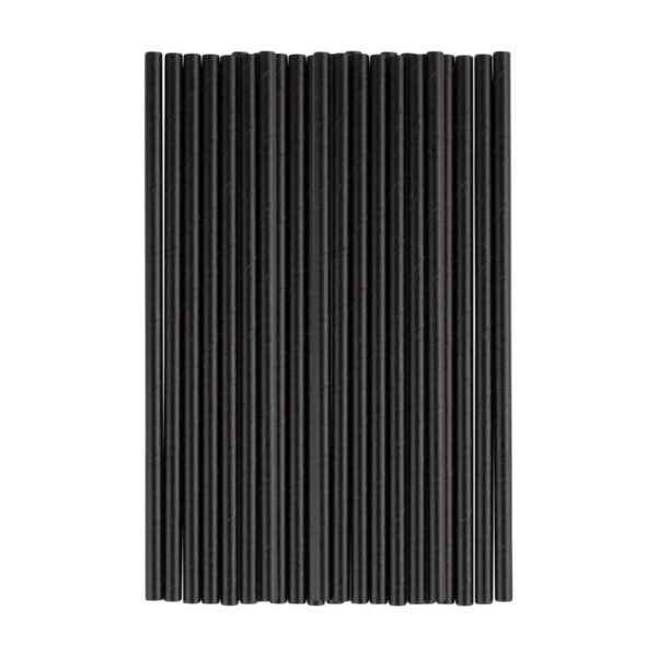 Eco-Friendly Black Paper Straws 24 Pack - Biodegradable & Compostable Drinking Straws for Parties, Smoothies, Cocktails & Beverages - Perfect for Home, Restaurants & Events
