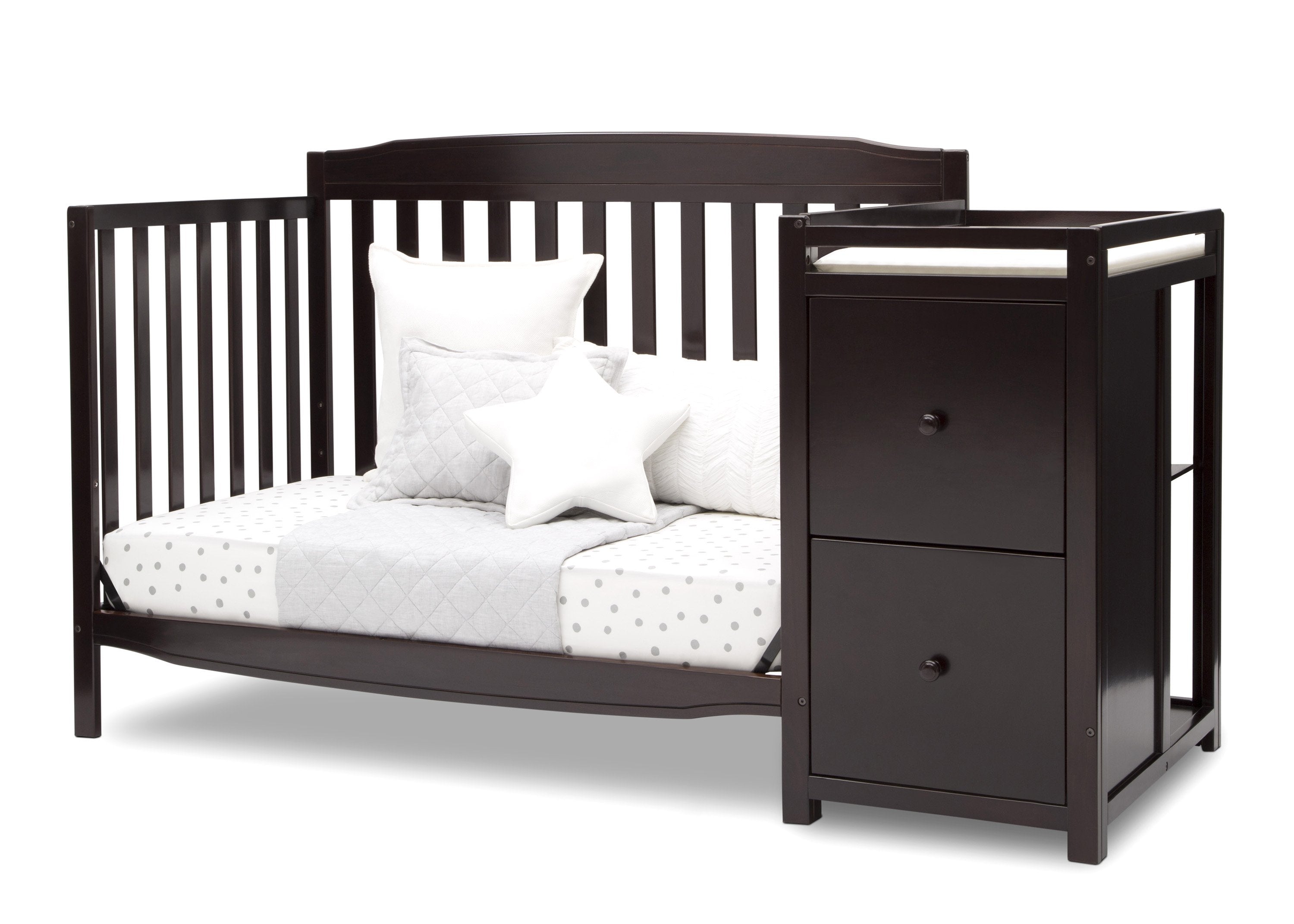 6-in-1 Convertible Mason Crib with Changer - Baby Nursery Essentials for Newborn to Toddler | Perfect for Small Spaces & Modern Nurseries