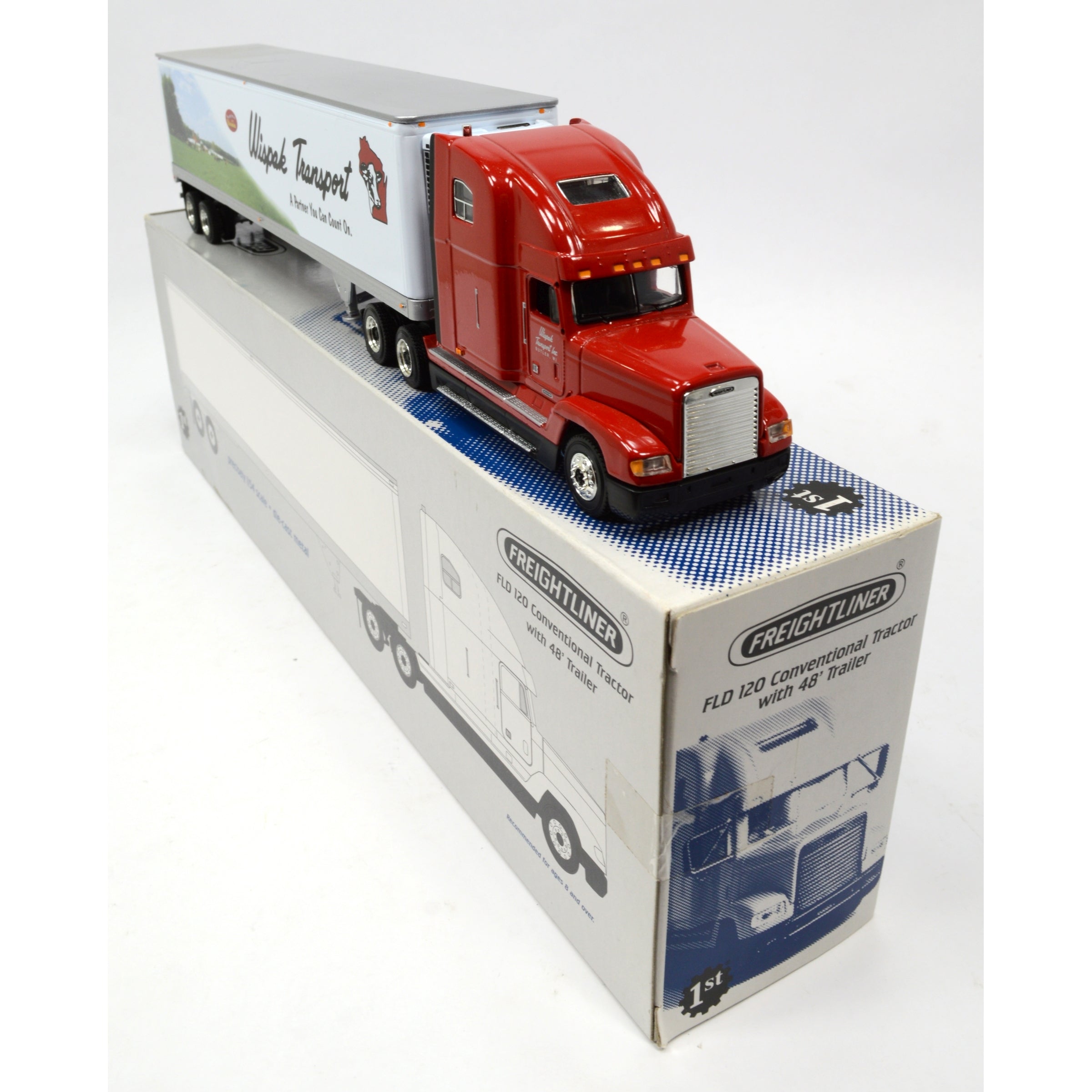 First Gear 1:54 Scale Diecast Freightliner FLD 120 Conventional Tractor Trailer Model - Collectible Semi Truck for Display & Gifts - Perfect for Truck Enthusiasts & Model Collectors