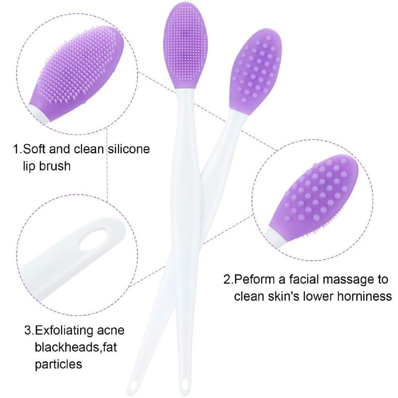 Double-Sided Silicone Lip Exfoliating Brush for Dry Lips - Gentle Lip Scrubber & Massage Tool (Pack of 1) - Perfect for Exfoliation Before Lipstick & Lip Care Routine