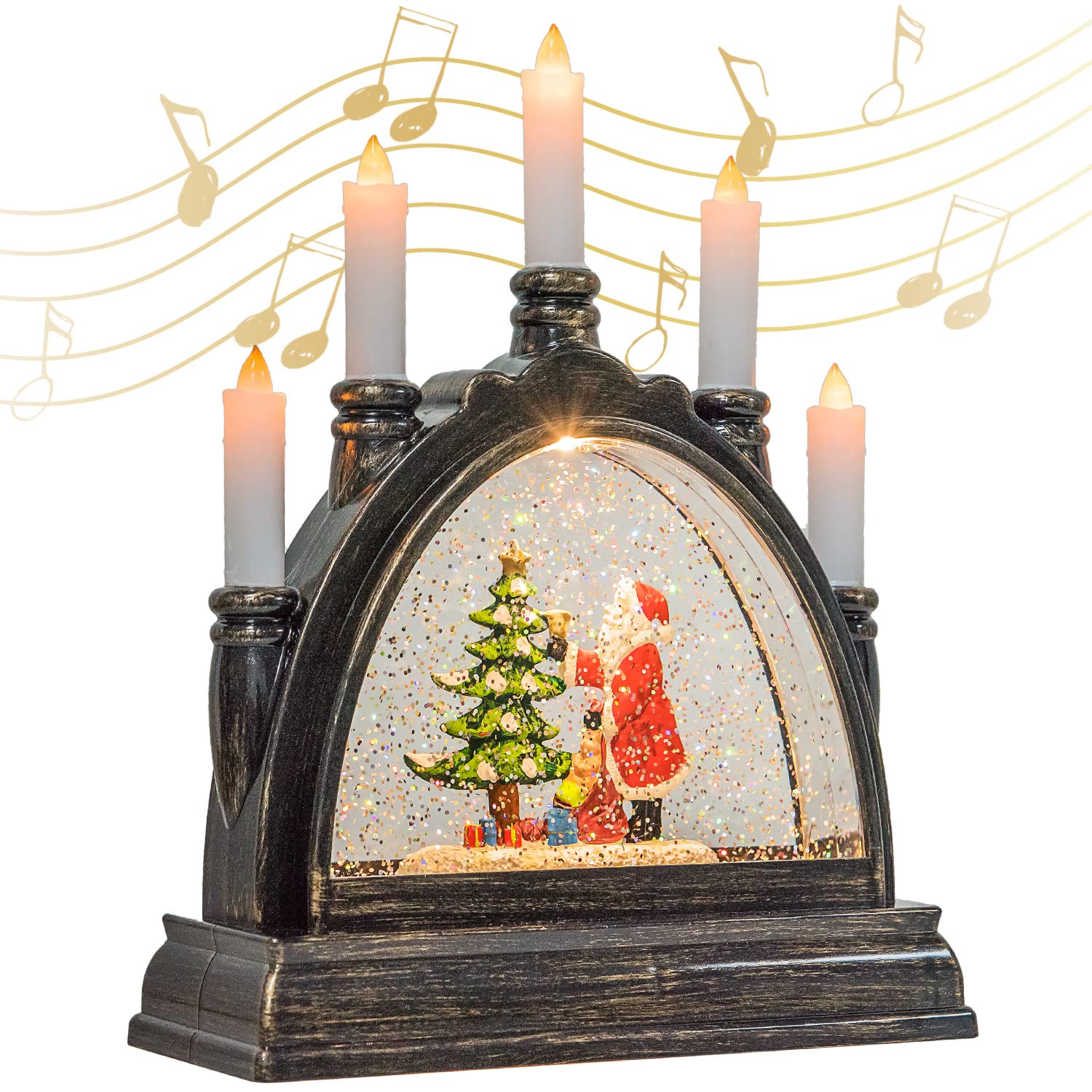 Lvydec Musical Snow Globe Christmas Lantern with LED Lights & Glitter - Flameless Candle Water Globe for Holiday Tabletop Decor, Home Centerpiece, Gift (Perfect for Christmas Decorations, Winter Weddings & Cozy Home Ambiance)