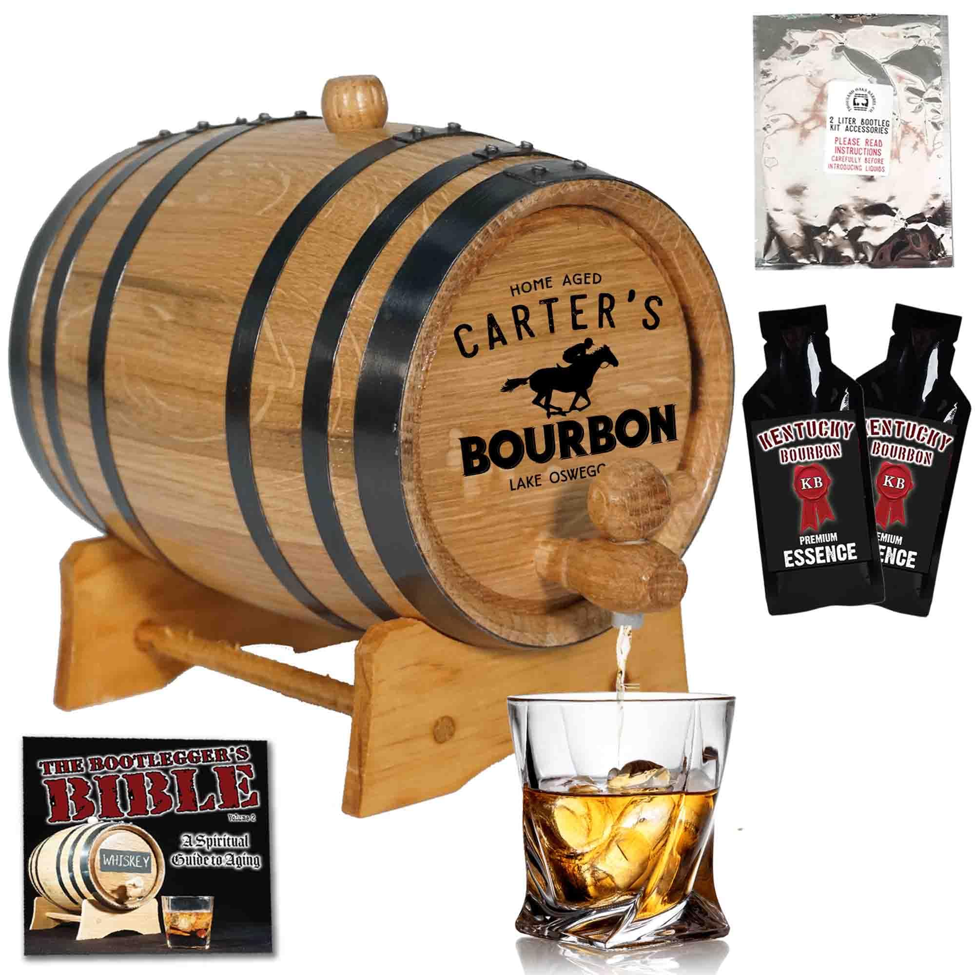 Thousand Oaks Barrel Co. 3L Personalized Kentucky Bourbon Whiskey Aging Kit - Small Oak Barrel for Home Distilling & Spirit Maturation - Perfect Bourbon Gift Set for Men (B821) - Ideal for Home Brewing, DIY Whiskey Making & Unique Gifts