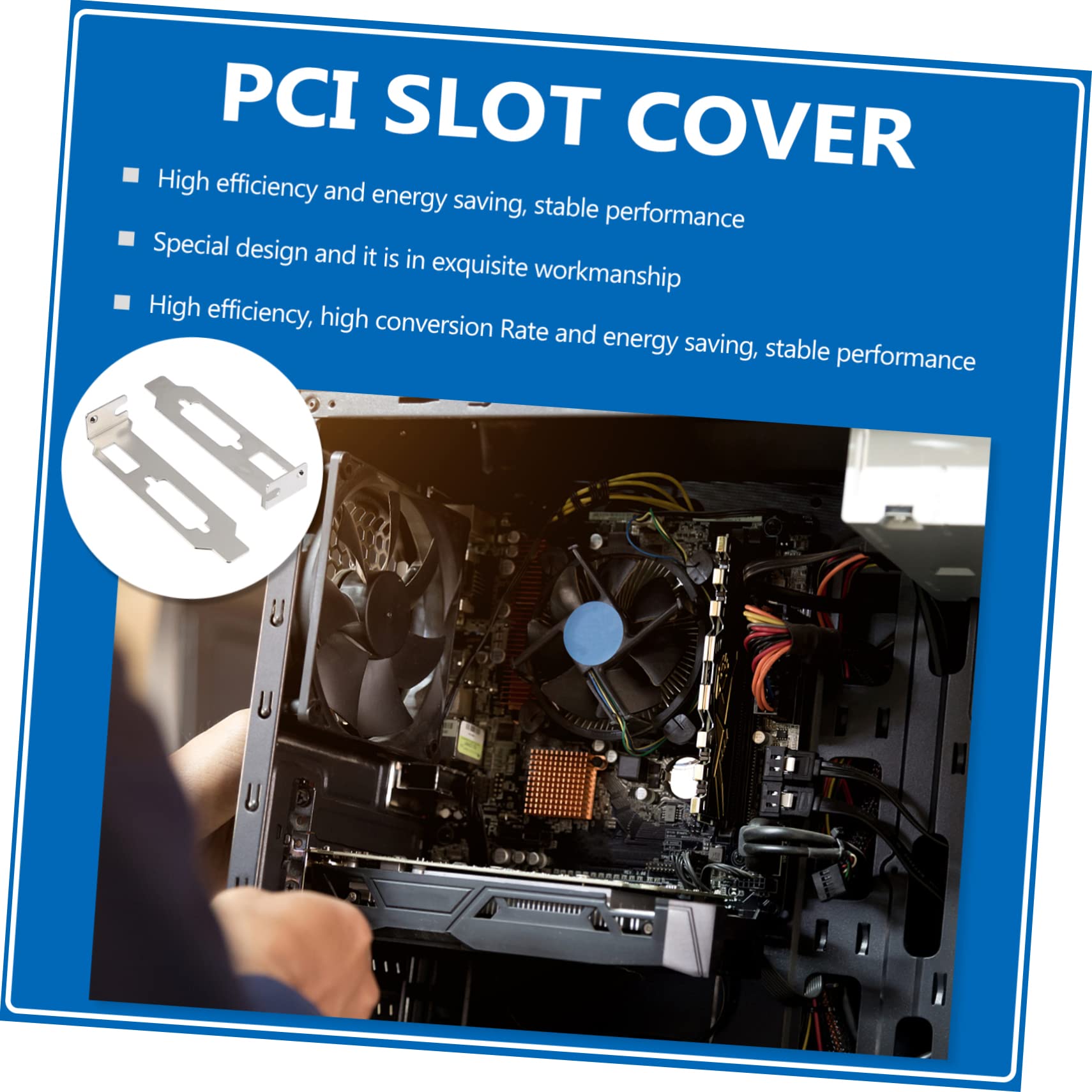 20 Pack Steel PCI Slot Covers with Ventilation - DP & VGA Compatible Computer Case Bracket Replacement for Gaming PC, Workstation & Server Setup (Dust Protection & Improved Airflow)
