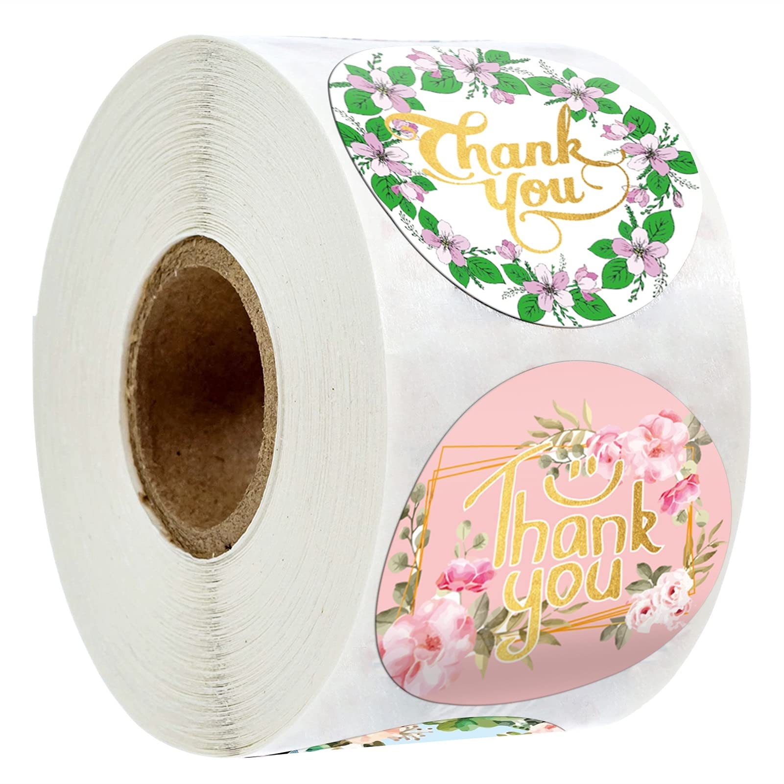 500 Pcs WYGK Floral Thank You Stickers - 8 Designs for Gift Wrapping, Scrapbooking, Wedding Decor & Letters - Round Sealing Labels (Multicolor Pack) - Perfect for DIY Crafts, Party Favors & Envelope Seals