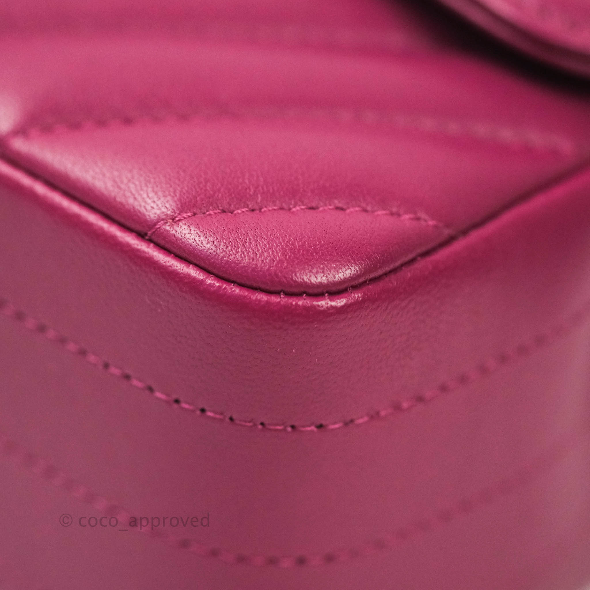 Chanel Chevron Mini Rectangular Lambskin Flap Bag in Dark Pink with Gold Hardware - Perfect for Evening Events & Luxury Fashion Accessories