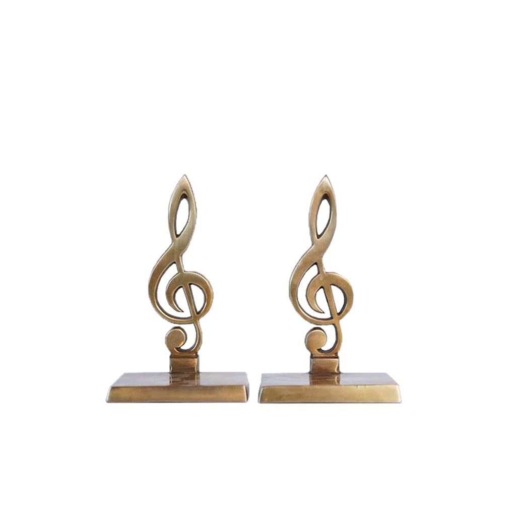 Stylish European Music Note Brass Bookends - Elegant Desktop Decor for Home & Office - Perfect for Bookshelves, Desks & Gift Ideas