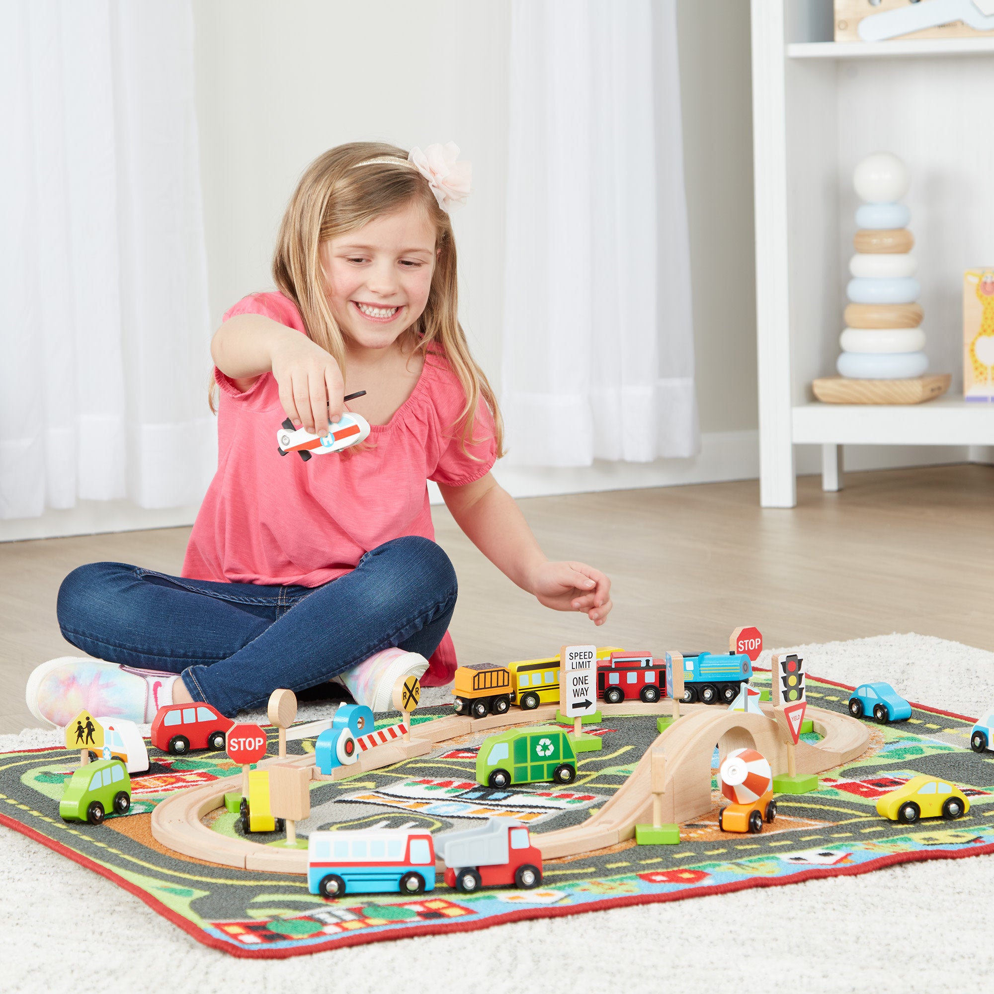 Deluxe Multi-Vehicle Activity Rug Play Set for Kids - Interactive Road Map Carpet for Toy Cars, Trucks & Trains - Perfect for Playrooms, Daycares & Preschool Learning
