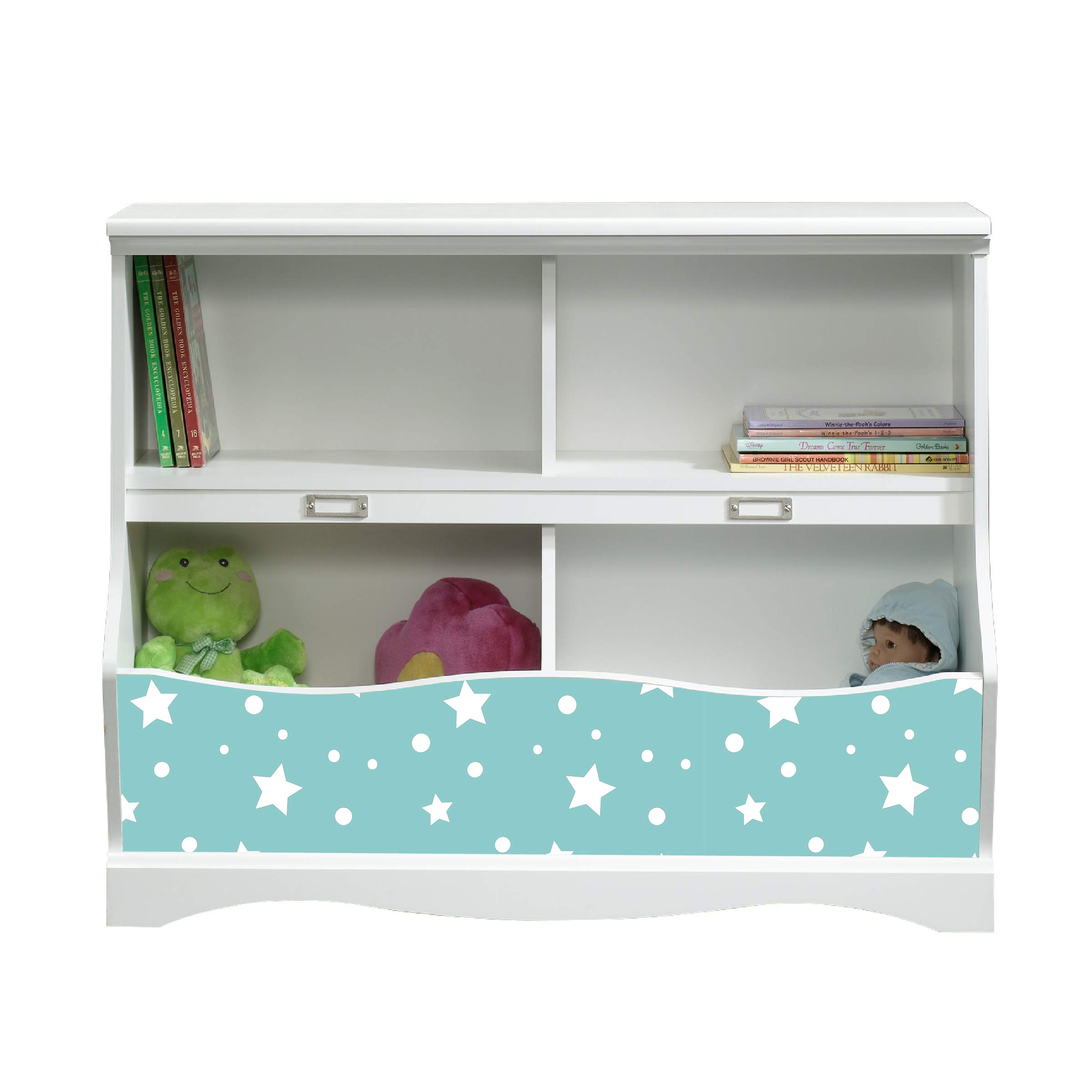 LifeSong Milestones Kids Bookcase with Cubbyhole - White & Teal Toy Storage Organizer for Nursery, Playroom, Bedroom | Perfect for Organizing Books, Toys & Decor in Kids' Rooms