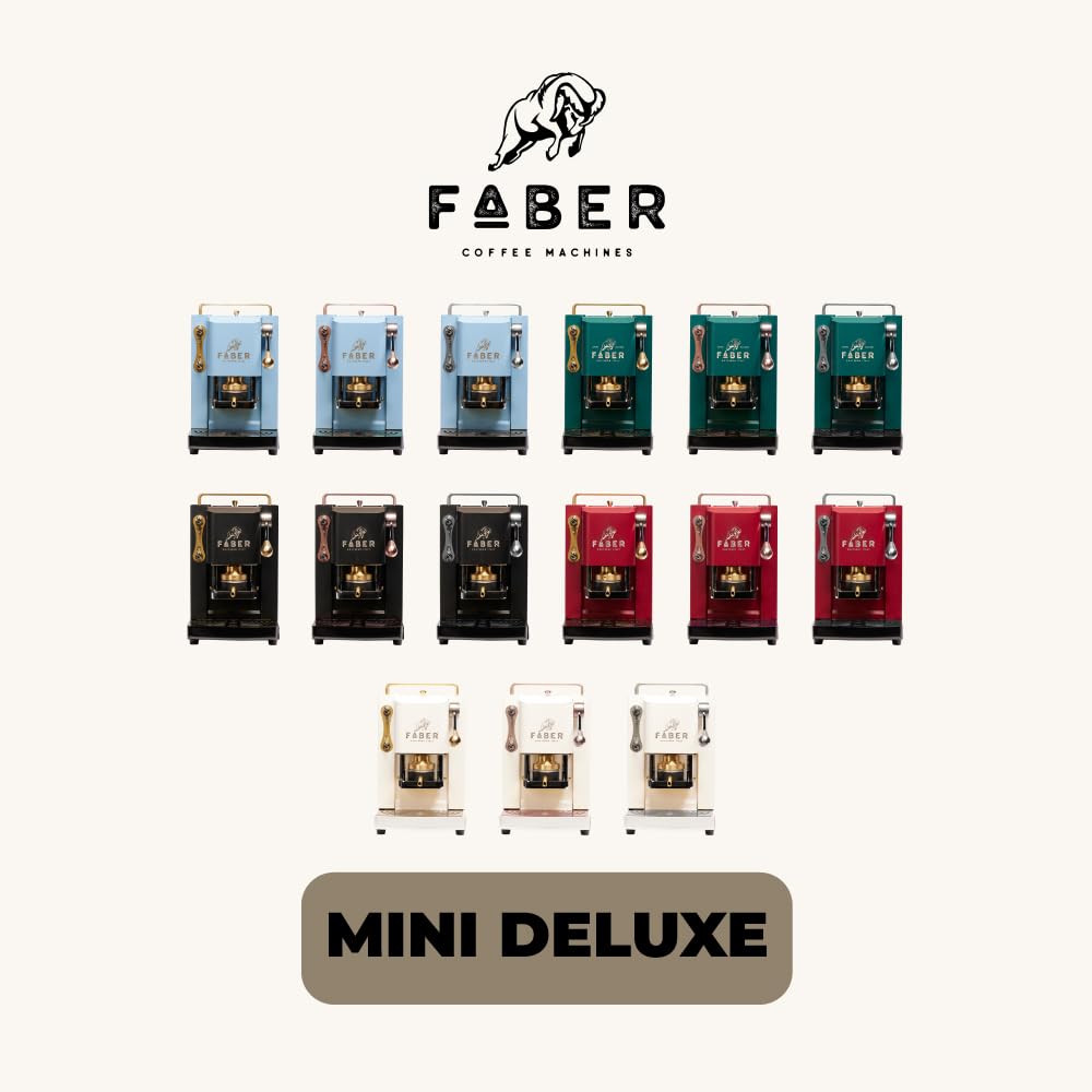 FABER Pro Mini Deluxe Coffee Machine | 44mm Single Serve Espresso Maker | Adjustable Brass Portafilter | Cherry Red | Perfect for Home & Office Use