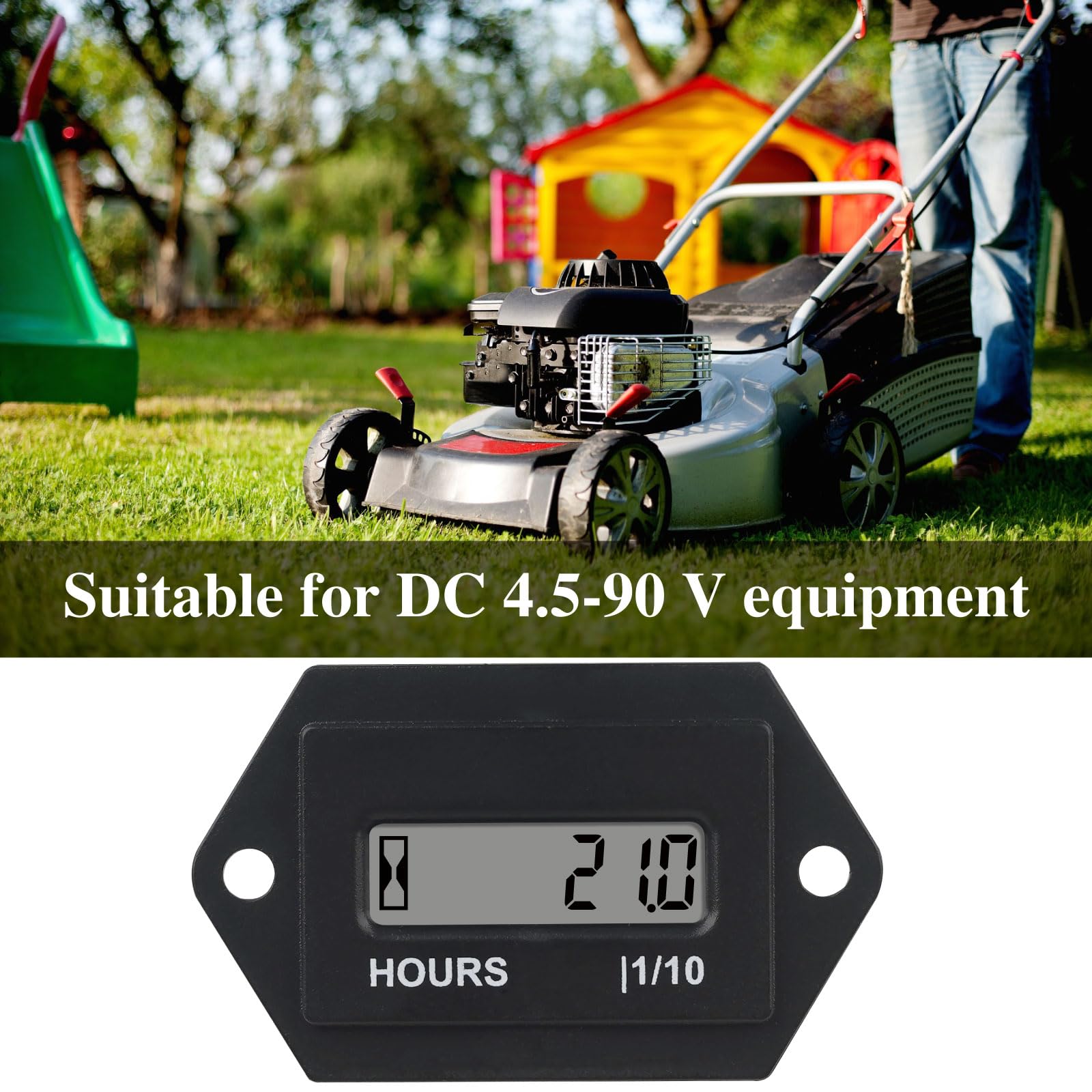 Jayron LCD Digital Hour Meter DC 4.5-90V Resettable TOT No Battery - Universal Engine Usage Timer for Lawn Mower, Generator, ATV, UTV, Chainsaw, Snowmobile & Power Equipment | Track Engine Hours for Maintenance & Warranty