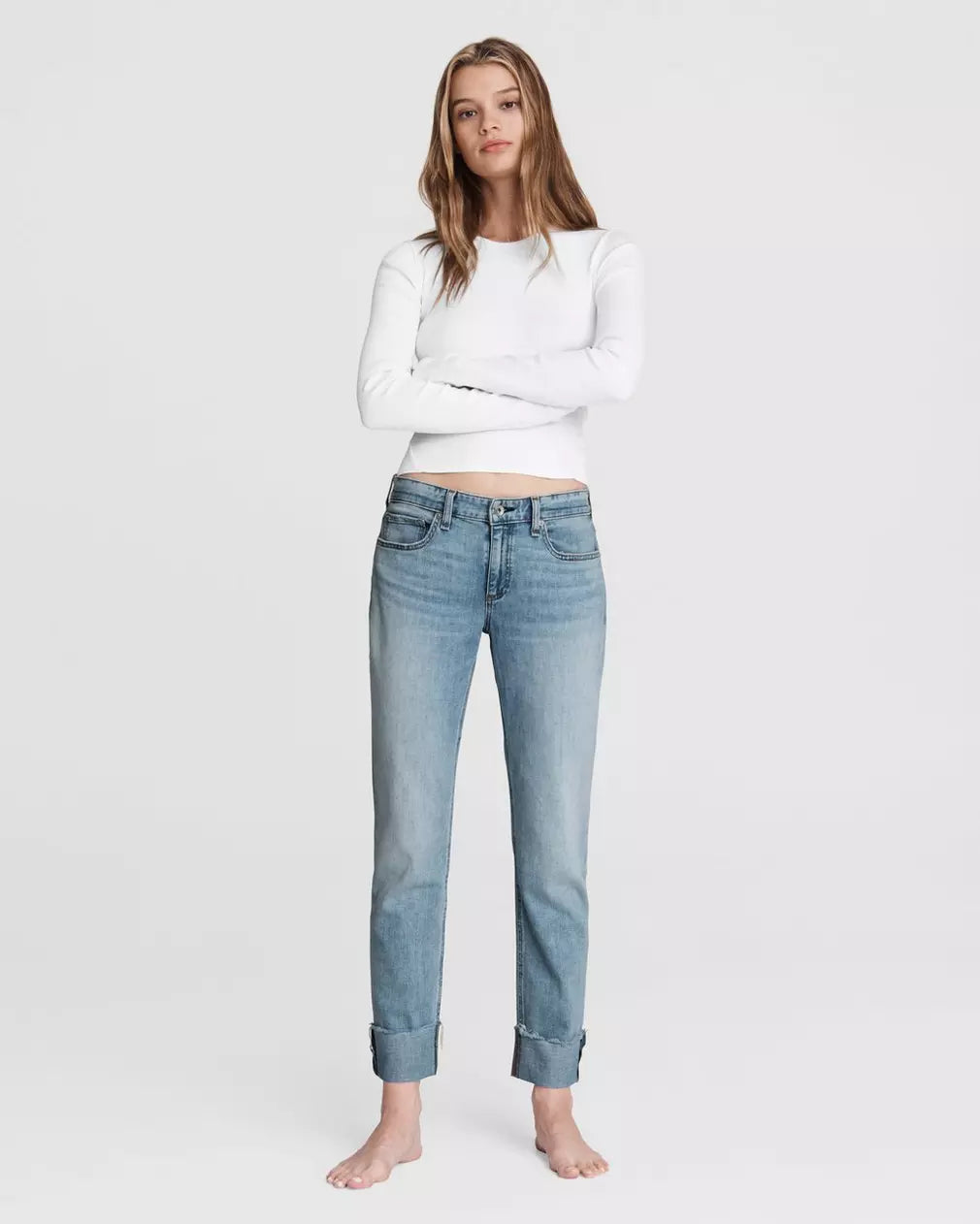Dre Low Rise Boyfriend Jeans - Tulip Wash Distressed Denim Pants for Women | Casual Everyday Wear & Street Style Outfits