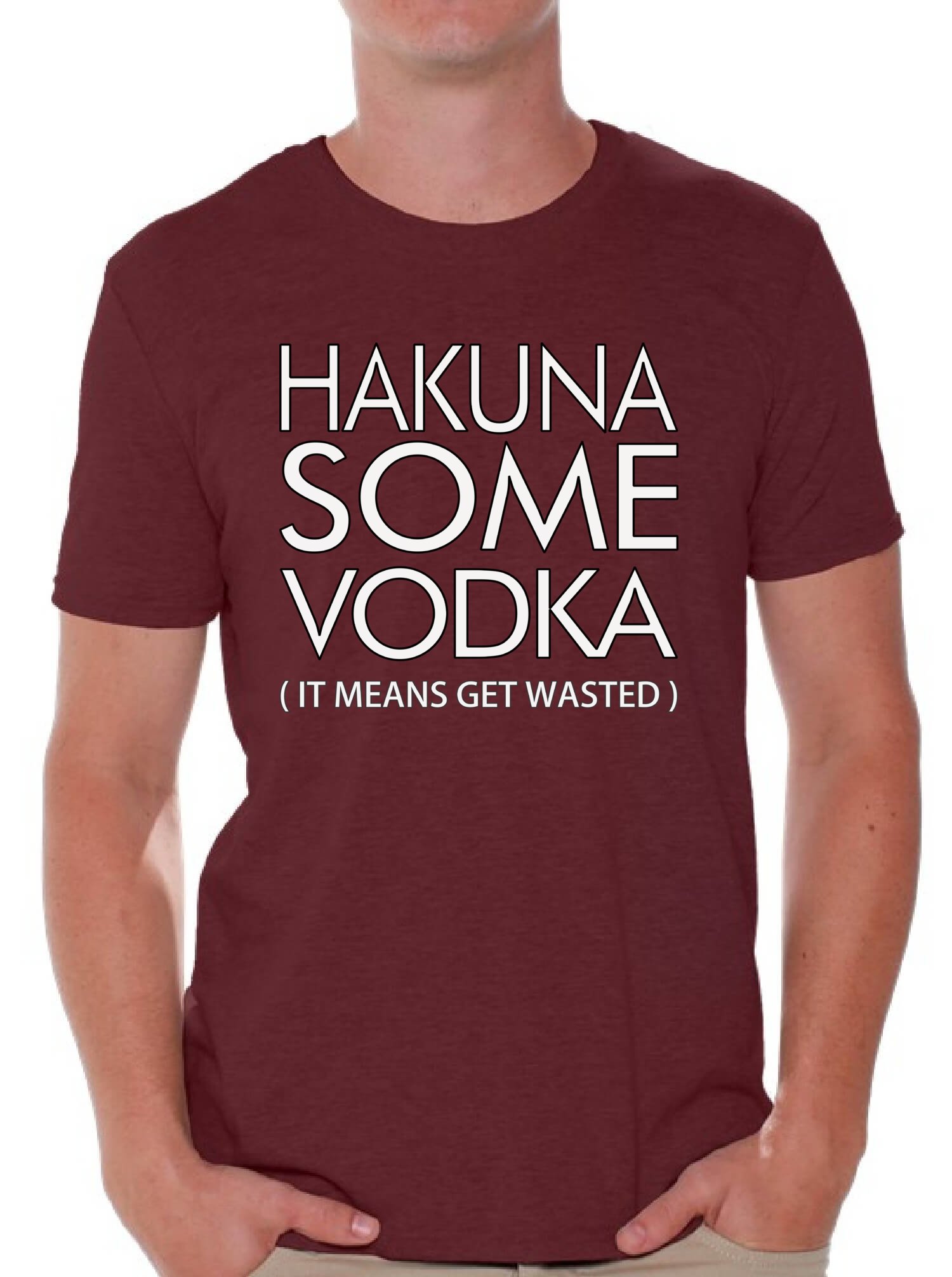 Awkwardstyles Hakuna Some Vodka Funny Drinking T-Shirt - Get Wasted Tee with Free Bookmark - Perfect for Parties, Bar Hopping & Vodka Lovers Gift