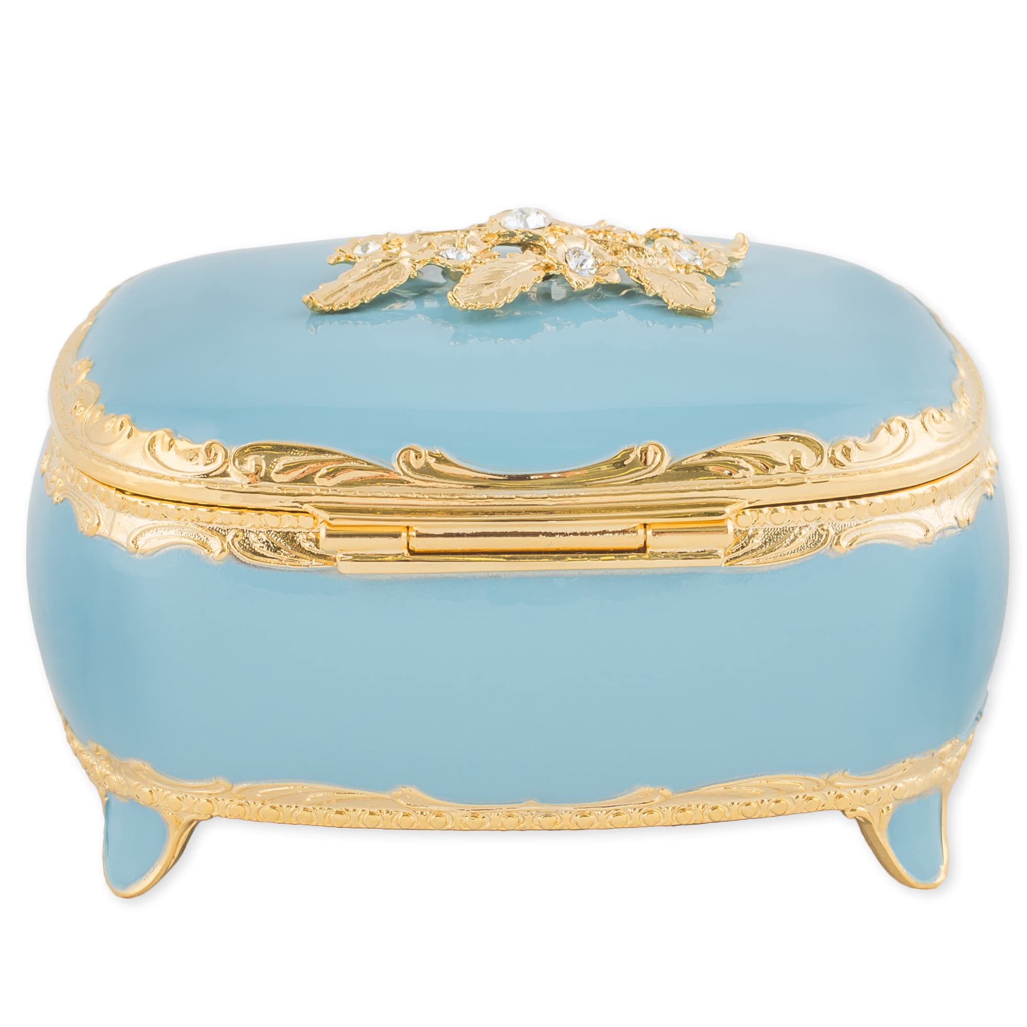 Elegant Blue Animated Butterfly Music Jewelry Box with Austrian Crystals | Plays Canon in D | Jewelry Storage with Lined Compartment | Perfect Gift for Birthdays, Anniversaries & Home Decor