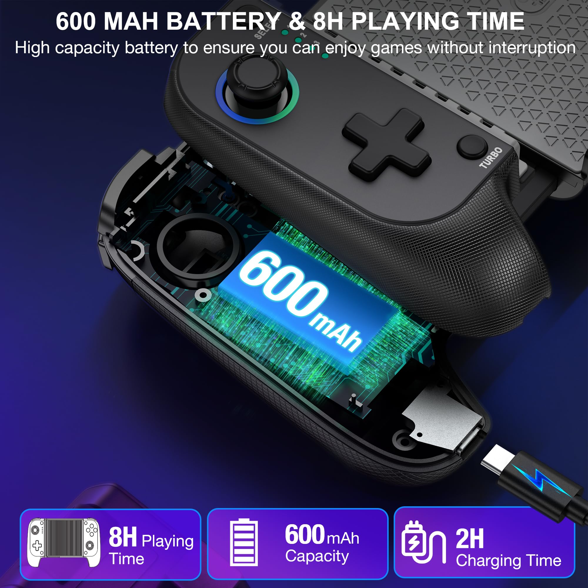 Wireless Phone Controller for iPhone/Android - Hall Joystick for Gaming on Xbox, PS, Steam & More