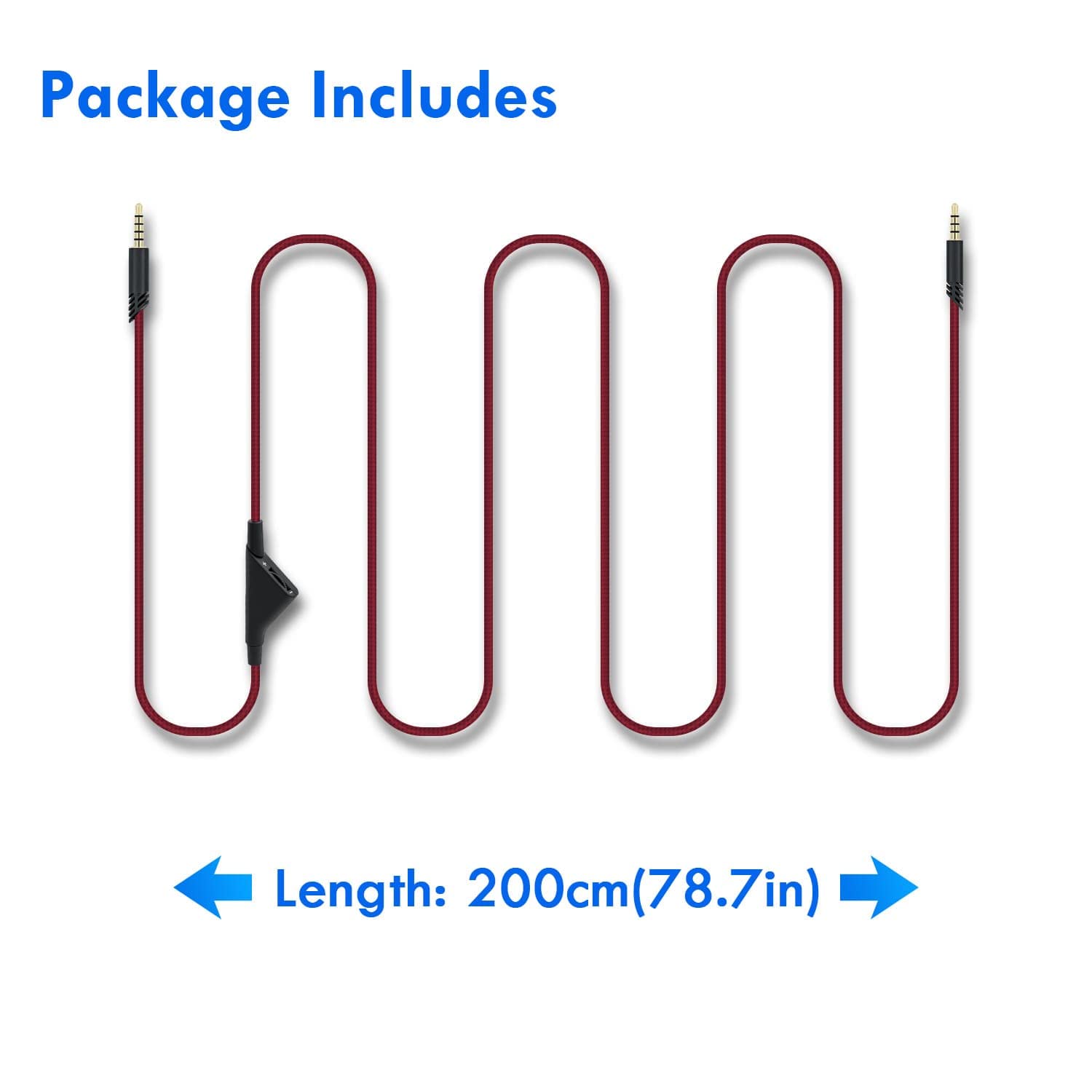 McBazel 2M 6.5 Feet Replacement Headset Cable with Volume Control - Compatible with Astro A10/A30/A40, PS5/PS4, Xbox Series X&S/Xbox One (Red/Black) - Perfect for Gaming, Streaming & Online Meetings