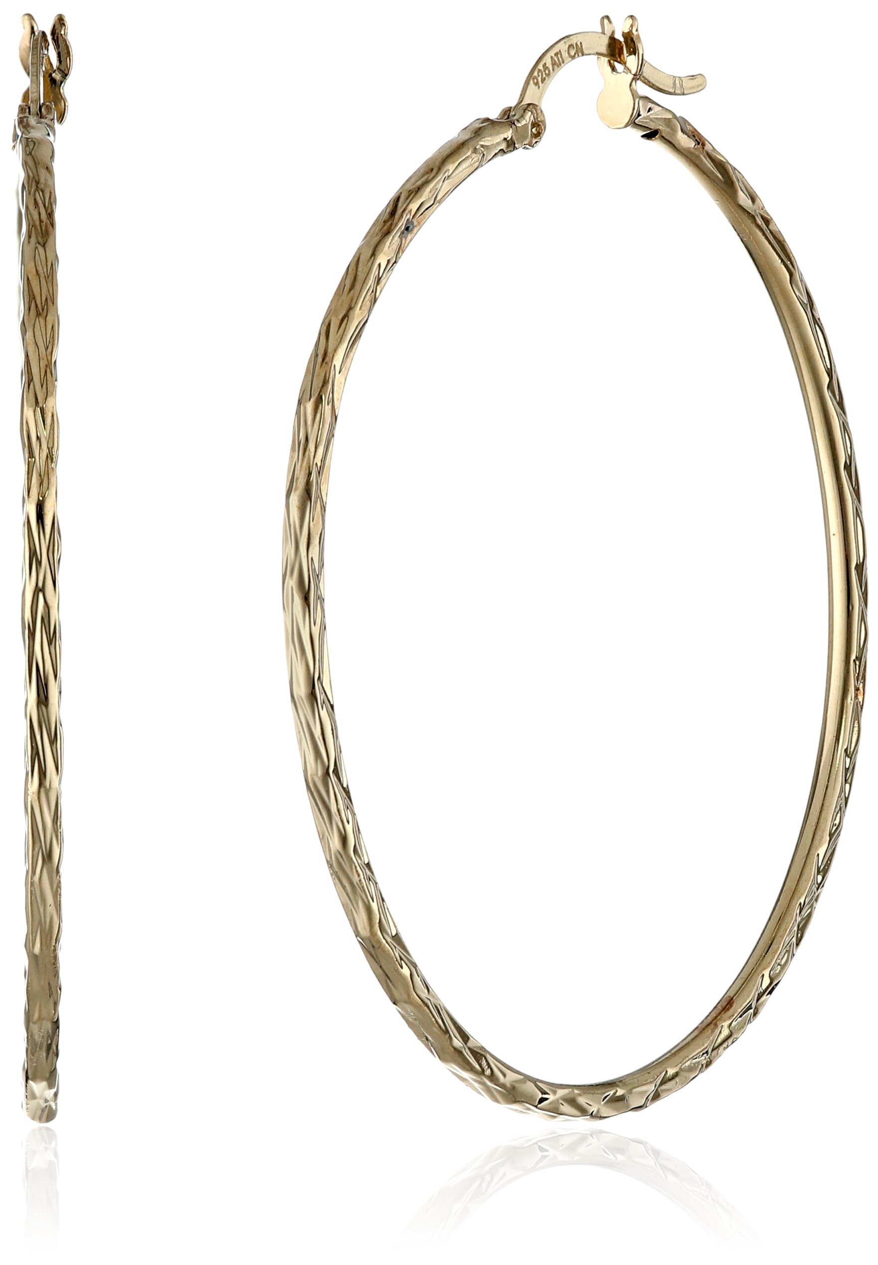 18K Gold Plated or Sterling Silver Diamond-Cut Clicktop Hoop Earrings for Women - Elegant Fashion Jewelry Gift for Birthday, Anniversary & Special Occasions