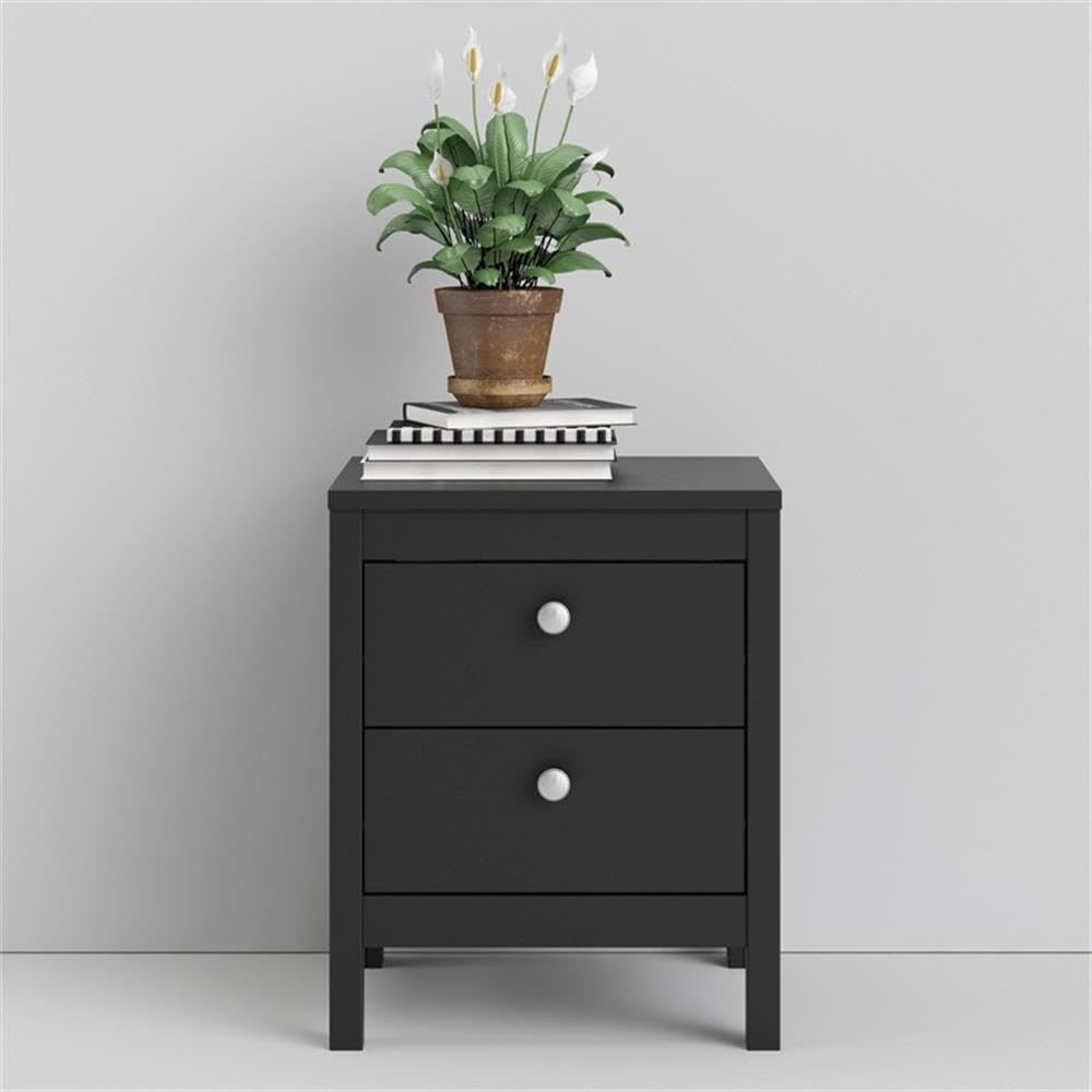 Home Square 2-Piece Black Matte Furniture Set - Nightstand & Sideboard for Bedroom, Living Room, or Office Storage