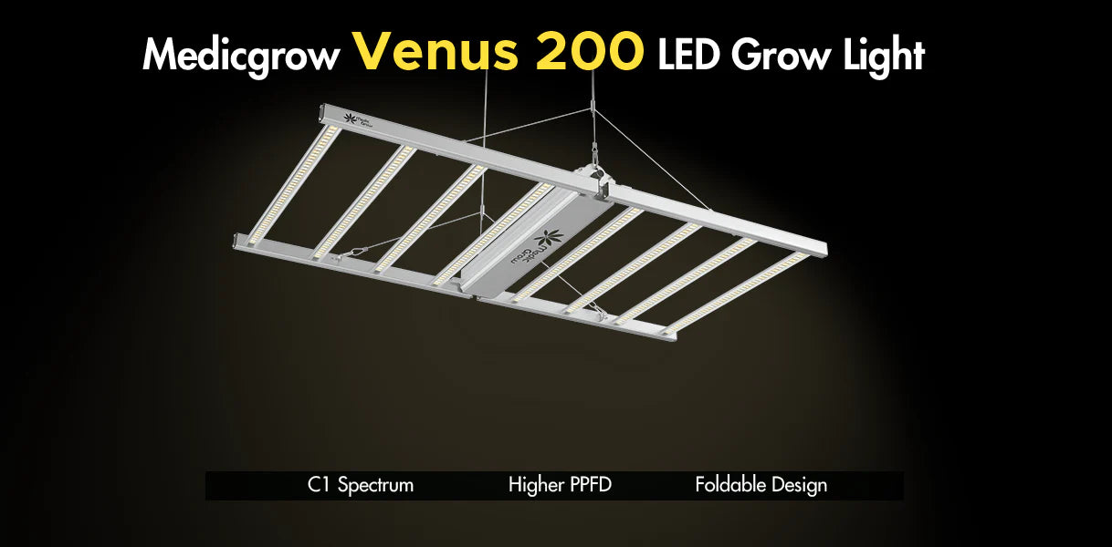 Medic Grow Venus 200W Full Spectrum LED Grow Light for Indoor Plants - Hydroponics, Greenhouse & Home Gardening