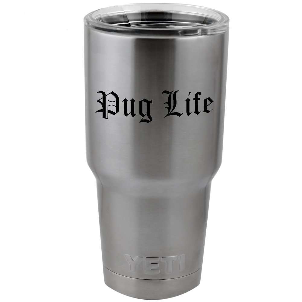 Funny Pug Life Dog Puppy Thug Life Parody Vinyl Sticker Decal - 4 Inch Wide for Yeti Mugs, Cups, Thermos & Pint Glasses - Waterproof & Durable - Perfect for Laptops, Coolers & Car Windows