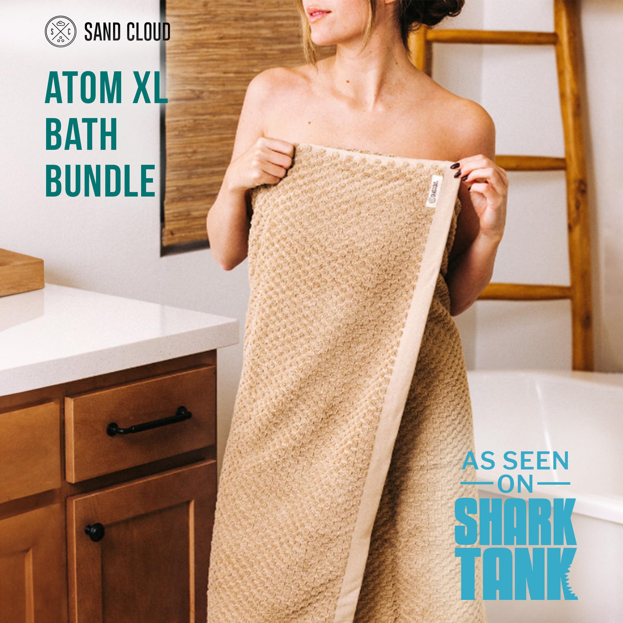 Premium Turkish Bath Towels Set of 2 - Extra Large Luxury Organic Cotton Towels for Bathroom & Spa - Ultra Soft, Highly Absorbent & Quick Dry - Perfect for Beach, Pool, Gym & Home Use (Atom Sand Color)