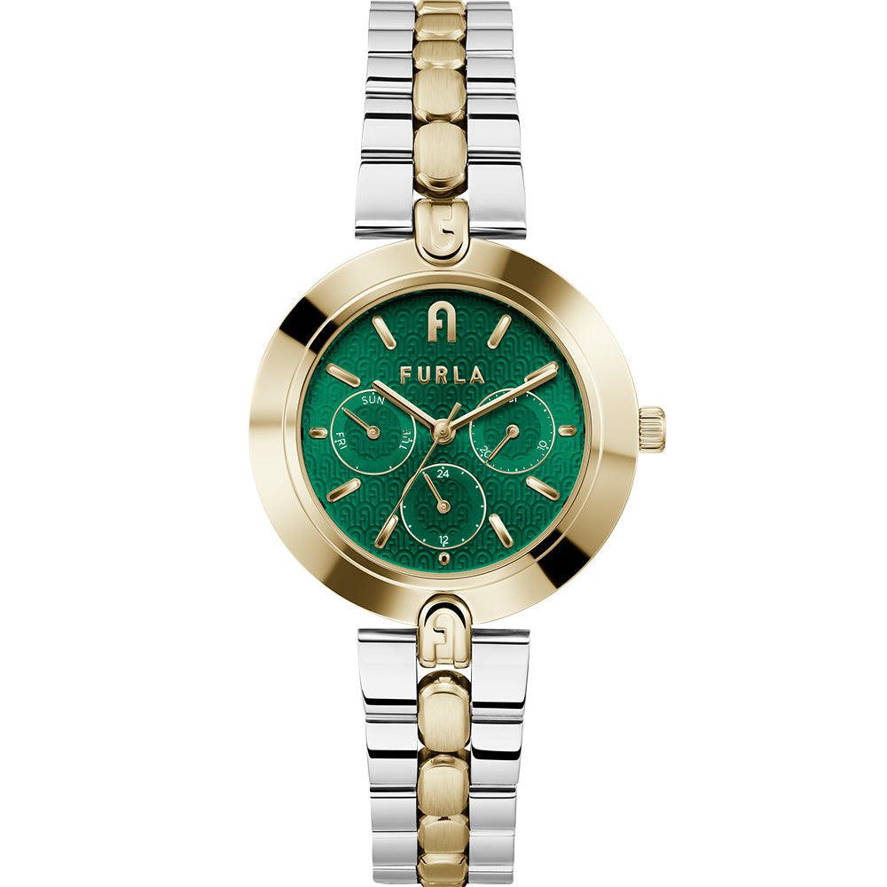 Furla WW00030008L4 Logo Link Two Tone Women's Watch - Stylish & Elegant Timepiece for Everyday Wear, Office & Special Occasions