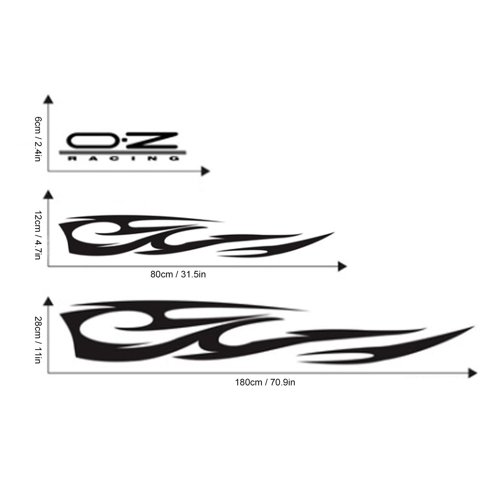 Aramox 3Pcs Universal Car Hood Stickers - Flame Decals Waterproof Strong Adhesive Vinyl Decoration for Cars, Trucks, Motorcycles - Upgrade Your Vehicle Style for Street Racing & Auto Shows