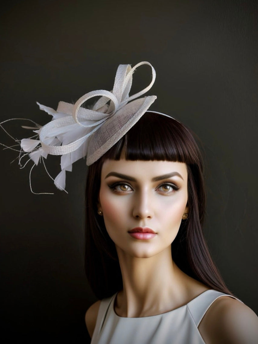 Elegant White Tea Party Fascinator Hat - Vintage-Inspired Headpiece for Women's Afternoon Tea, Bridal Showers & Garden Parties