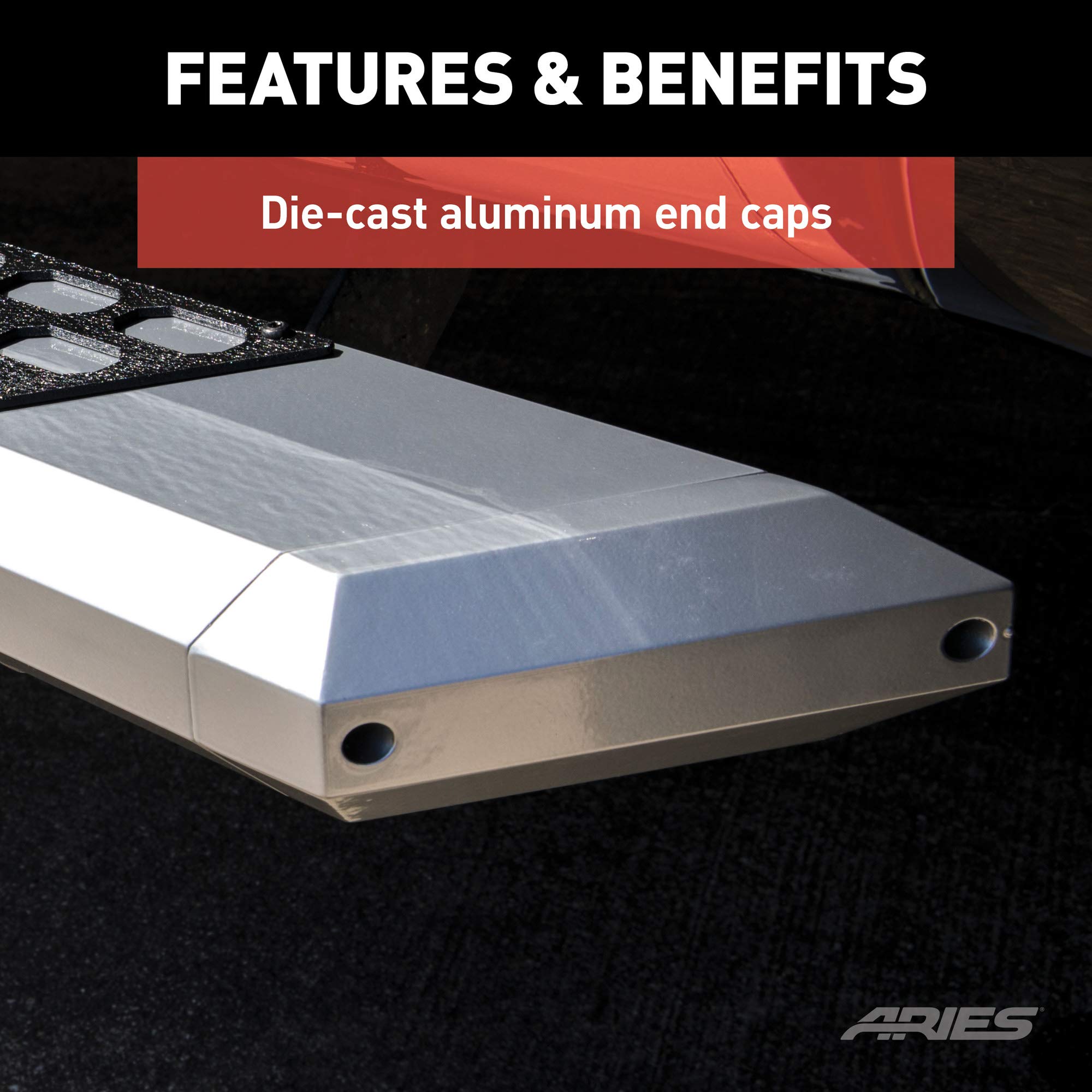 ARIES 2555050 AdvantEDGE Chrome Aluminum 75-Inch Running Boards for Ram 1500 Trucks - Heavy Duty Side Steps with Anti-Slip Surface | Perfect for Off-Roading, Work Trucks & Daily Commuting