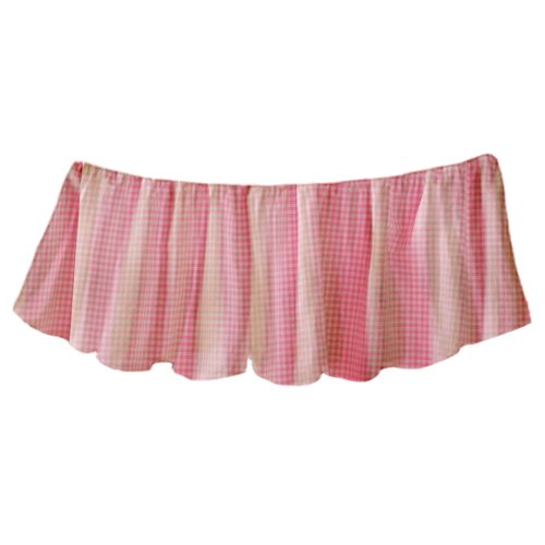 BKB Gingham Round Crib Dust Ruffle - Red & White Checkered Nursery Skirt for Baby Cribs - Perfect for Nursery Decor, Baby Showers & Gender-Neutral Bedding
