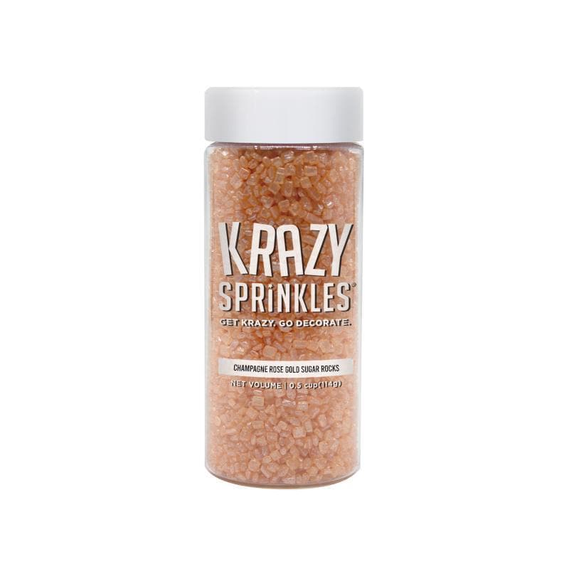 Premium Champagne Rose Gold Sugar Rocks Sprinkles for Cakes, Cupcakes & Desserts - Edible Decorations for Baking, Party & Wedding Treats