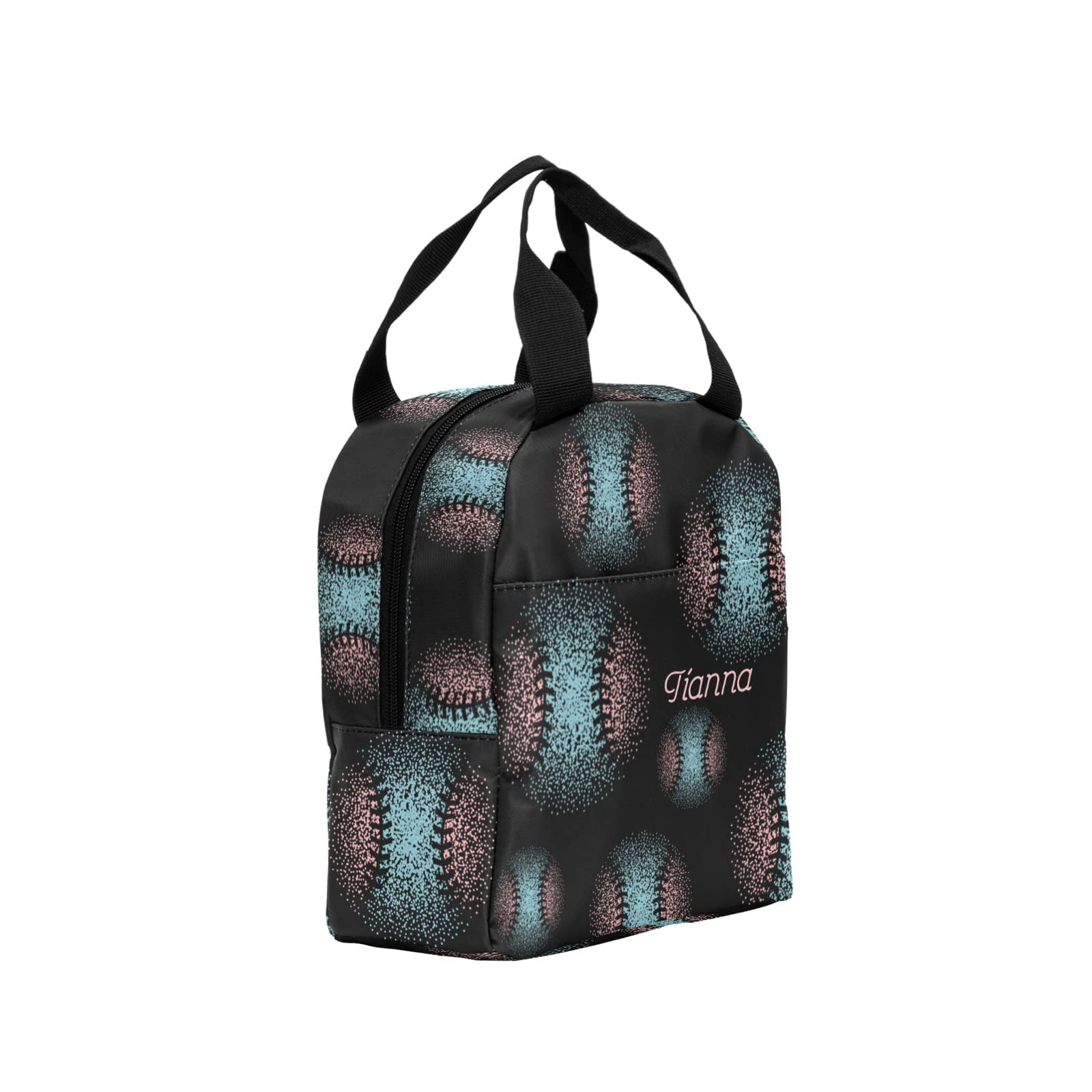 Personalized Custom Name Lunch Bag for Men & Women - Softball Baseball Cooler Lunch Box in Pink & Blue - Portable Insulated Lunch Tote for Workout, Camping, Office & School - Great Gift Idea