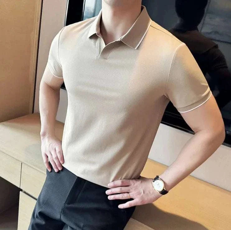 British Slim Fit Summer Polo Shirt for Men - Breathable Cotton Casual Short Sleeve Tee - Perfect for Golf, Office & Outdoor Activities