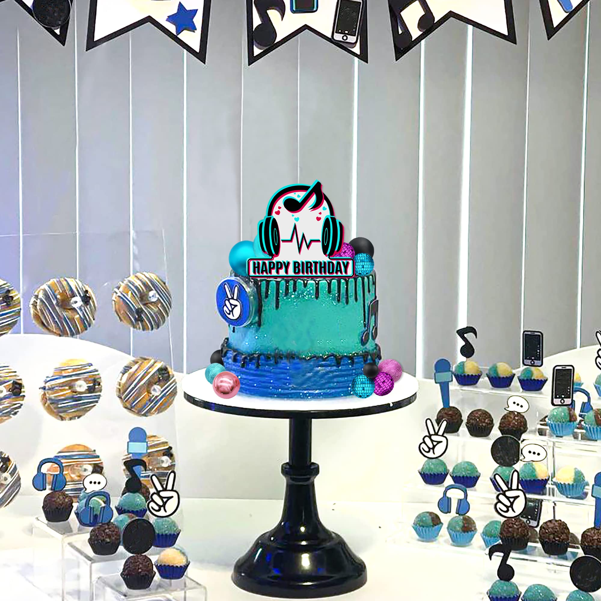 14 PCS Disco Ball Cake Toppers - Blue, Pink, Black Mirror Ball Decorations for Birthday, Wedding, Disco Theme Parties - Perfect for Boys, Girls, Musical & Video Media Celebrations - Great for Cake Decor, Table Centerpieces & Party Backdrops
