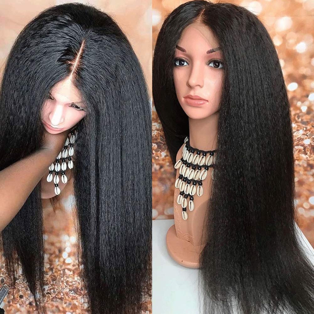 360 Lace Frontal Wig with Fake Scalp - 9A Brazilian Human Hair | Pre-Plucked Kinky Straight Remy Hair for Black Women | Small Cap Size | Glueless 360 Lace Wig | Italian Yaki Texture | 12 Inch Length | Perfect for Daily Wear, Special Occasions, and Protective Styling