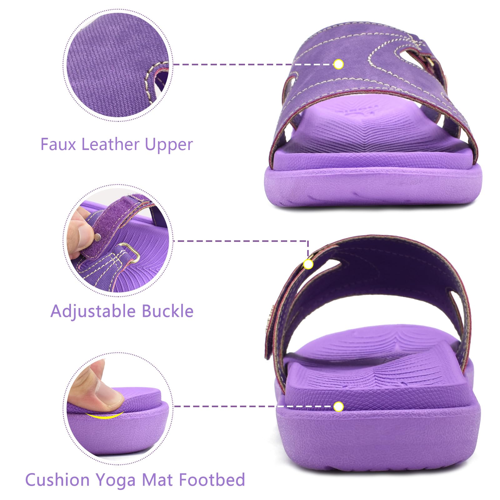 **KuaiLu Women's Orthotic Slides - Lightweight Athletic Sandals with Arch Support for Plantar Fasciitis - Comfortable Yoga Mat Slippers for Home, Gym & Travel**