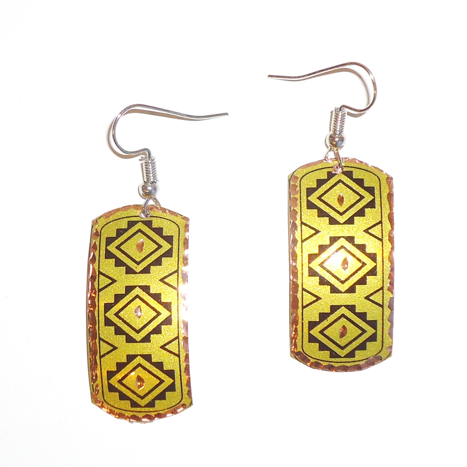 Handmade Geometric Copper Earrings - Elegant Chartreuse Rectangle Dangle Earrings for Women | Perfect for Parties, Weddings & Everyday Wear