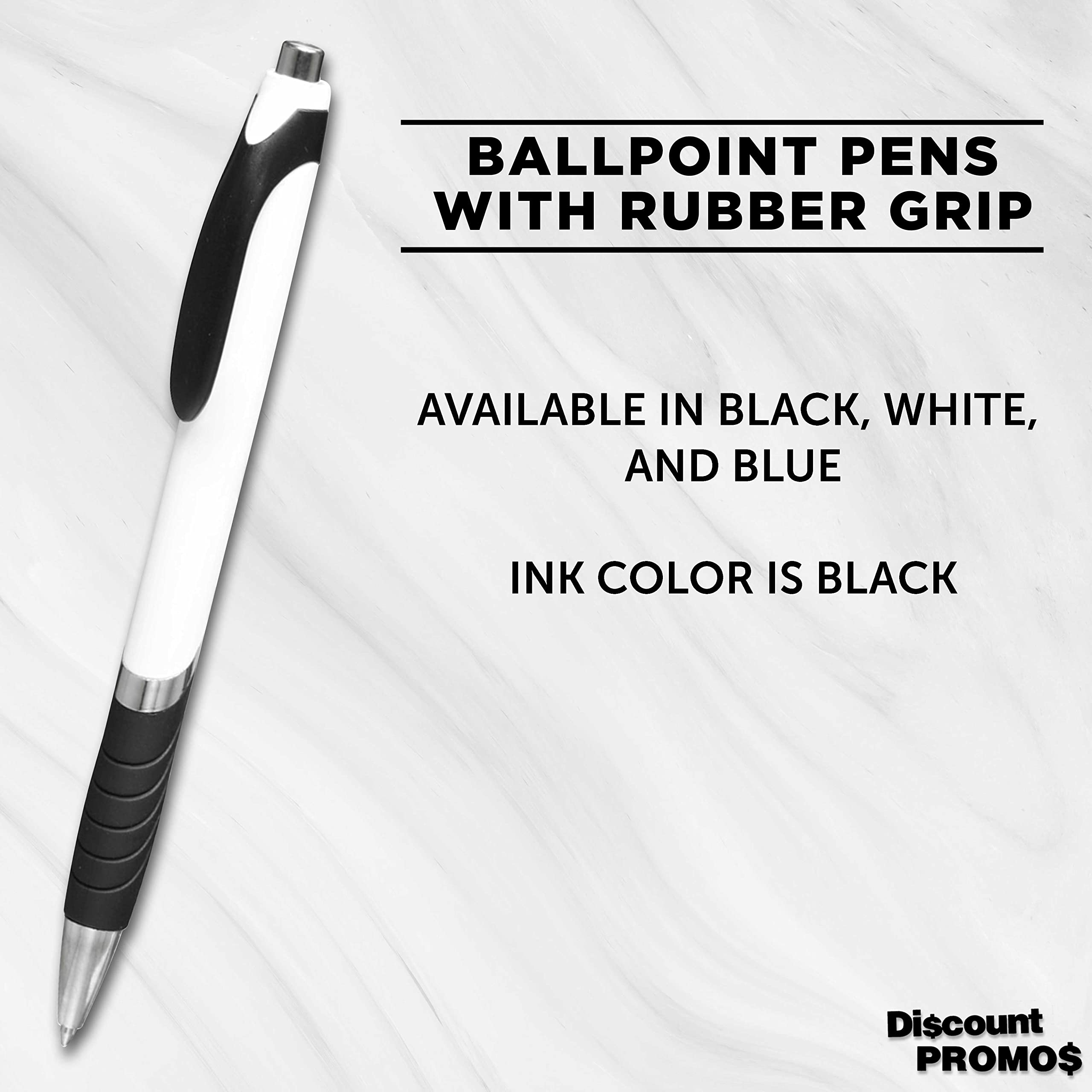 Customizable Ballpoint Pens with Rubber Grip - 10 Pack Bulk Office Supplies, Black Ink Soft Touch Plastic Pens for Business Promotions, Branding & Corporate Gifts - Perfect for Meetings, Conferences & School Use