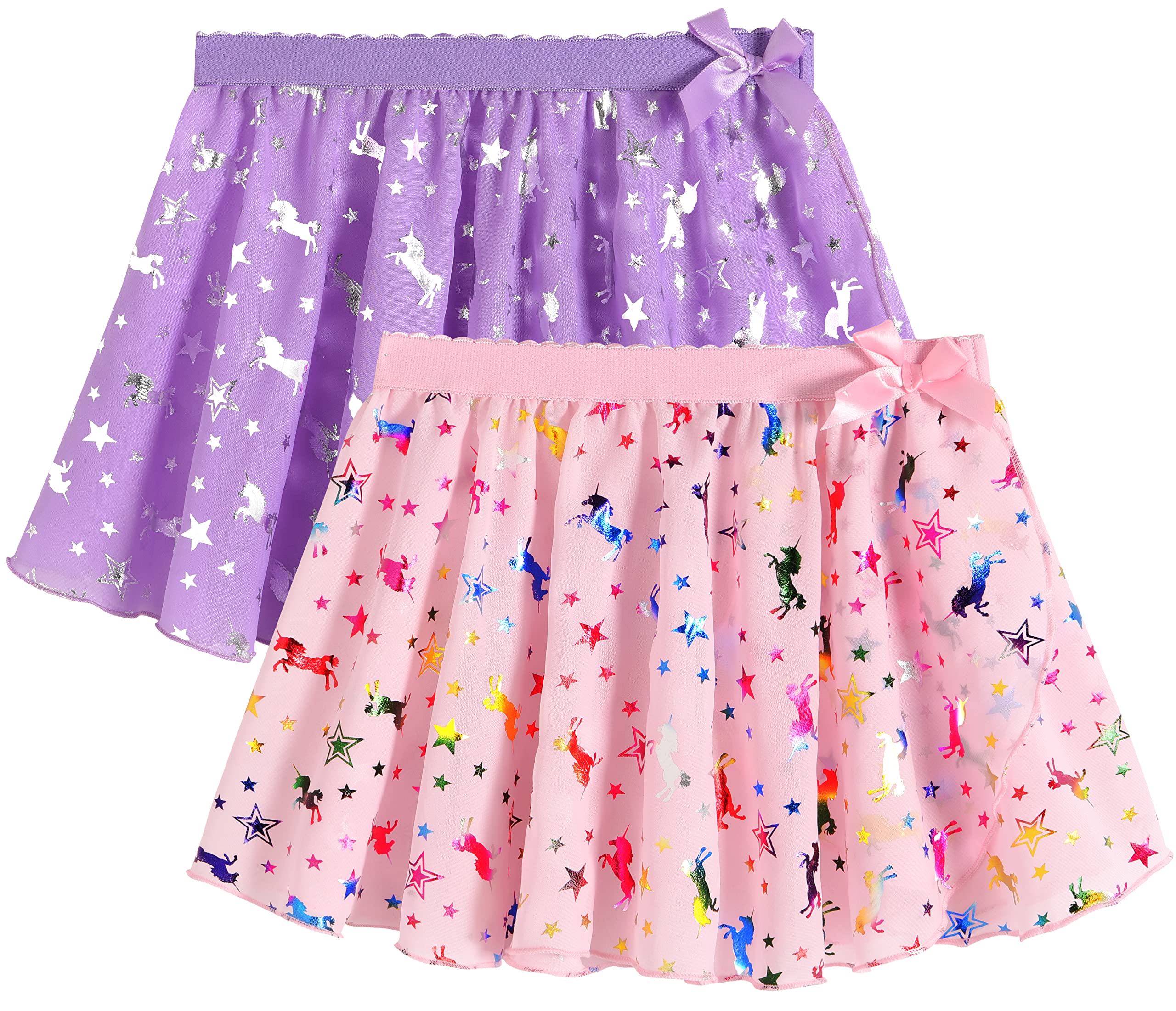 WYHDY Girls Ballet Dance Skirt & Leotard Set - Sparkly Chiffon Wrap Skirt with Pull-On Design for Toddlers & Kids | Perfect for Ballet Class, Recitals & Dance Performances