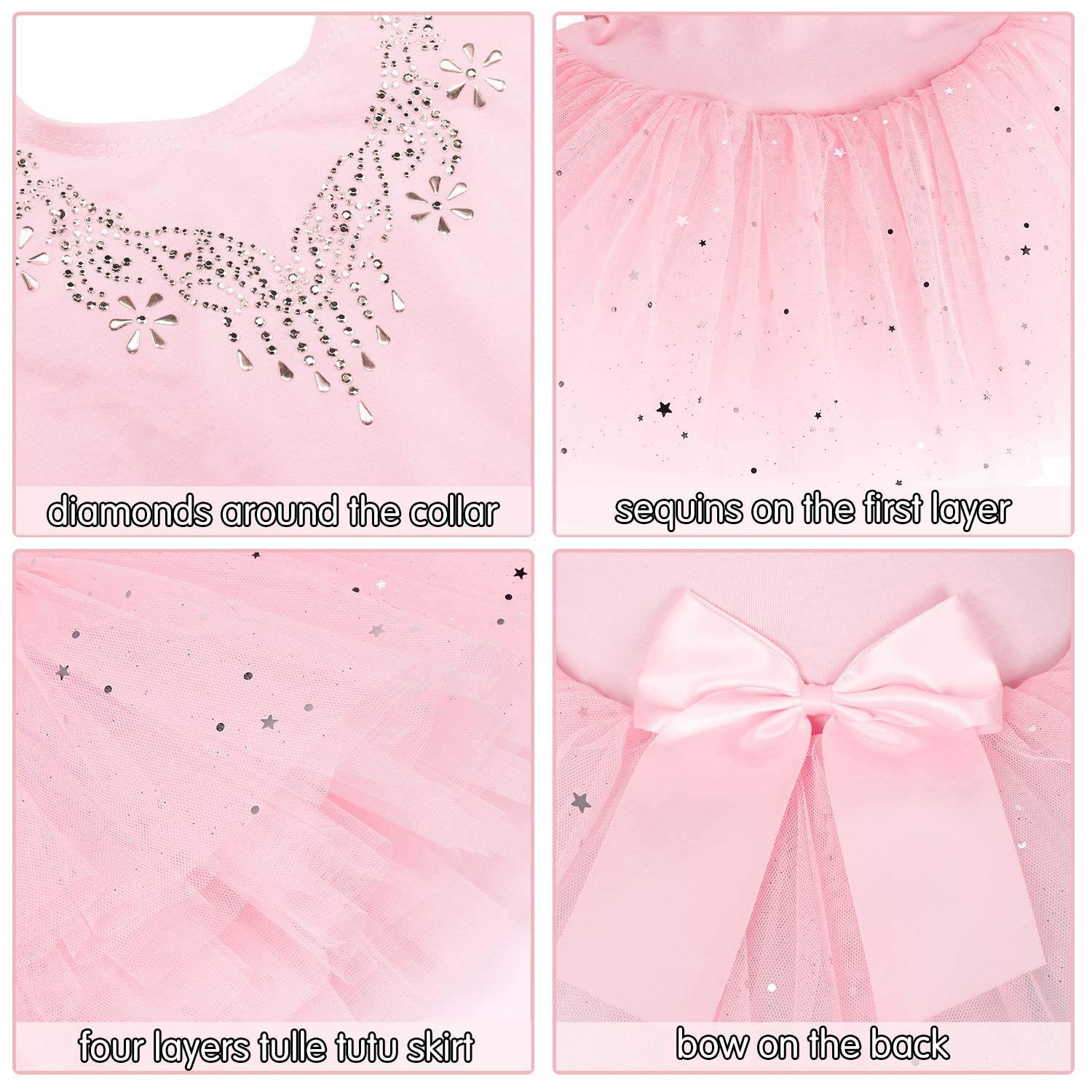 BAOHULU Girls Ballet Leotard with Full Skirt Tutu Dress - Dancewear for Ballet Class, Recital & Birthday Party Costume - Perfect for Ballet Practice, Dance Performances and Special Occasions