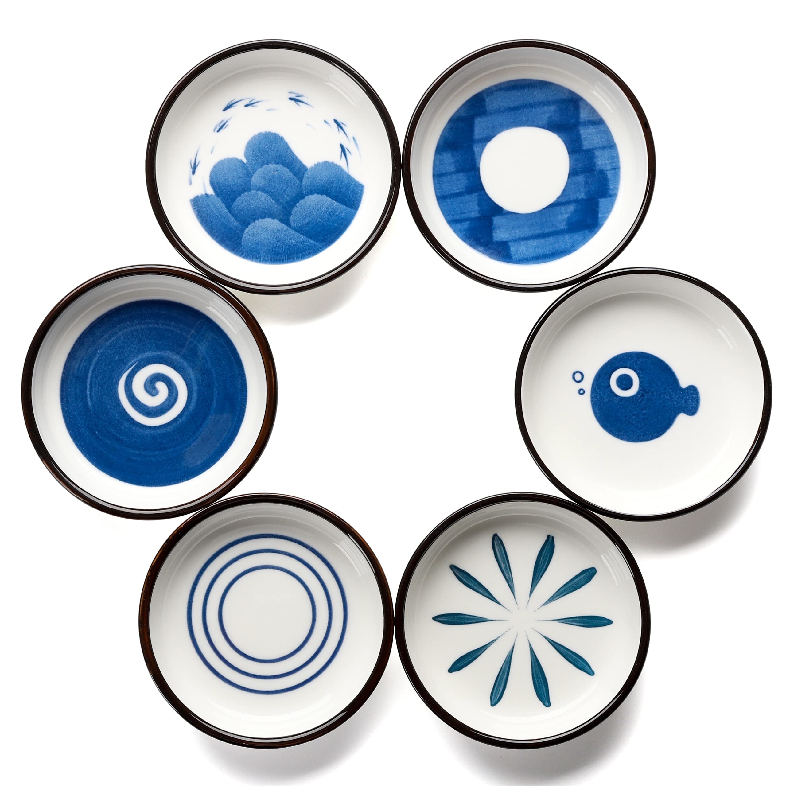 6-Piece Ceramic Soy Sauce Dipping Bowls Set - 3.5 Inch Japanese Style Sushi Dishes for Soy Sauce, Condiments & Dipping - Perfect for Sushi, Dumplings, Asian Cuisine & Dinnerware Presentation