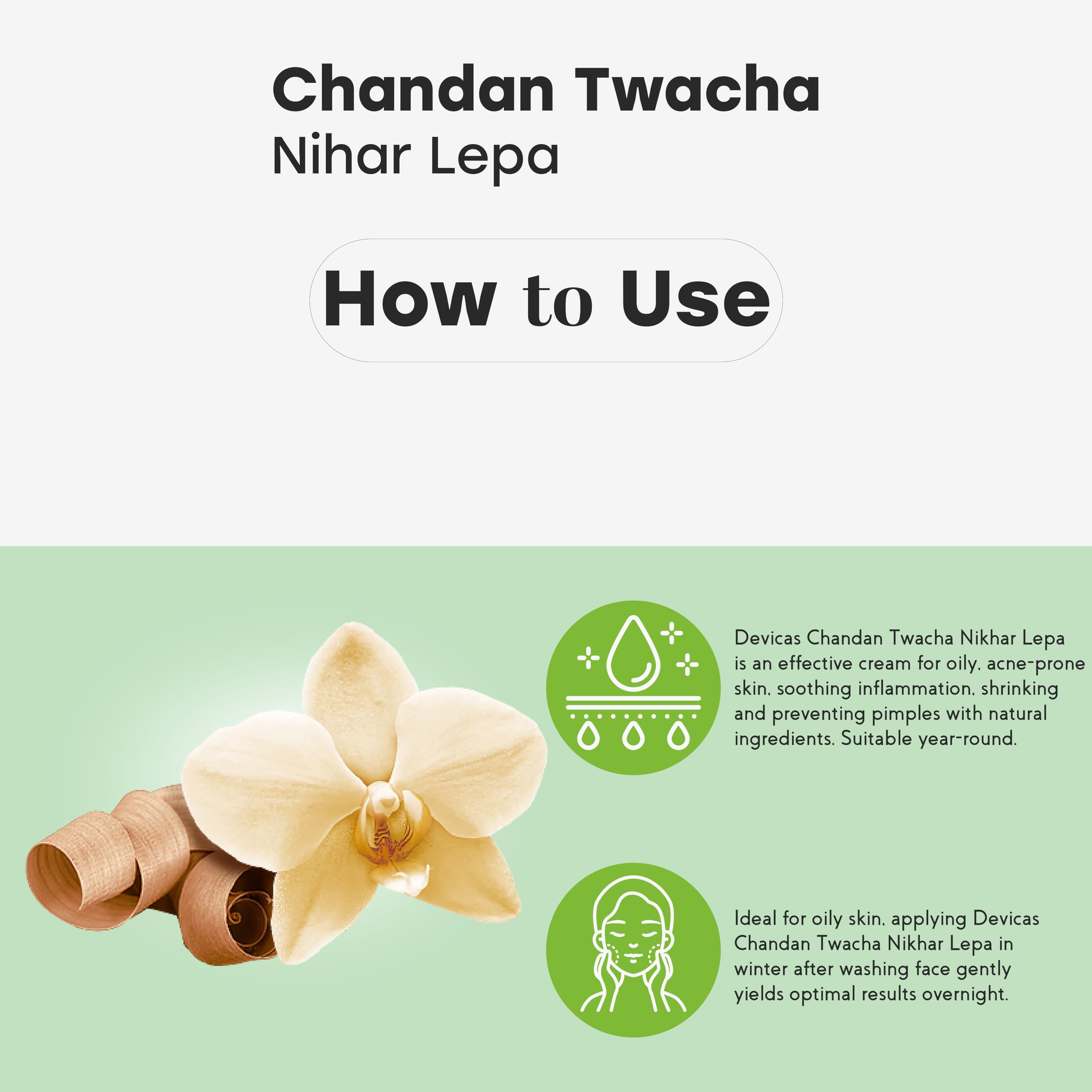 Devicaas Chandan Twacha Nikhar Lepa 50G - Ayurvedic Sandalwood Face Cream for Oily Skin & Acne Control | Reduces Pimples & Soothes Skin | Glow Enhancing Beauty Cream | Perfect for Daily Skincare Routine & Blemish-Prone Skin