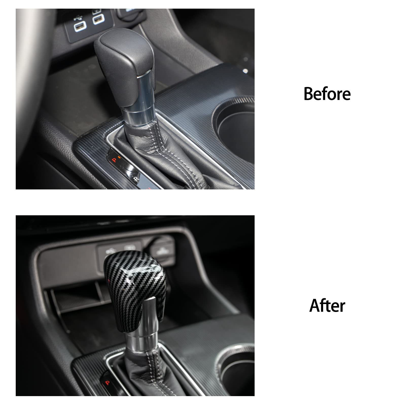 Honda Civic CRV HRV Accord Gear Shift Knob Cover - Carbon Fiber Console Trim Cap Compatible with 2018-2025 Models | Car Interior Accessories for Enhanced Driving Comfort & Style